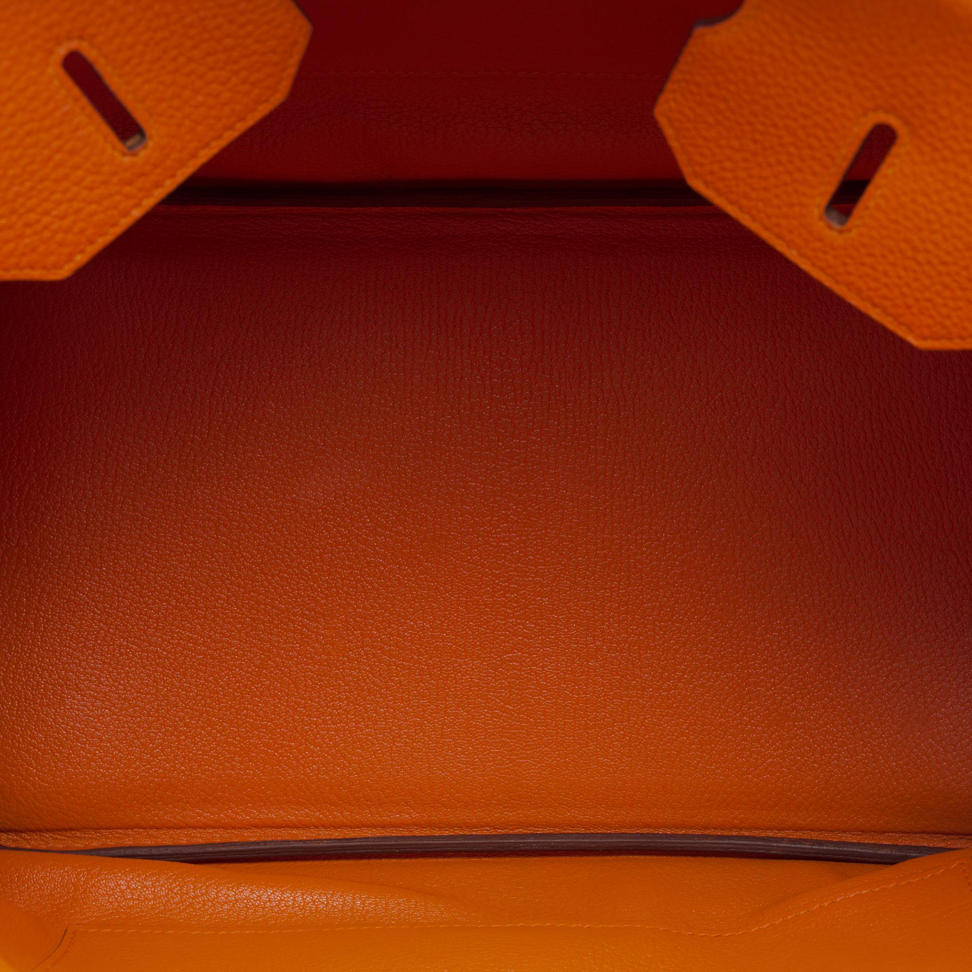 Amazing Hermès Birkin 35 handbag in Orange H Togo Calf leather, GHW For Sale 5