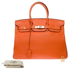 Amazing Hermès Birkin 35 handbag in Orange H Togo Calf leather, GHW