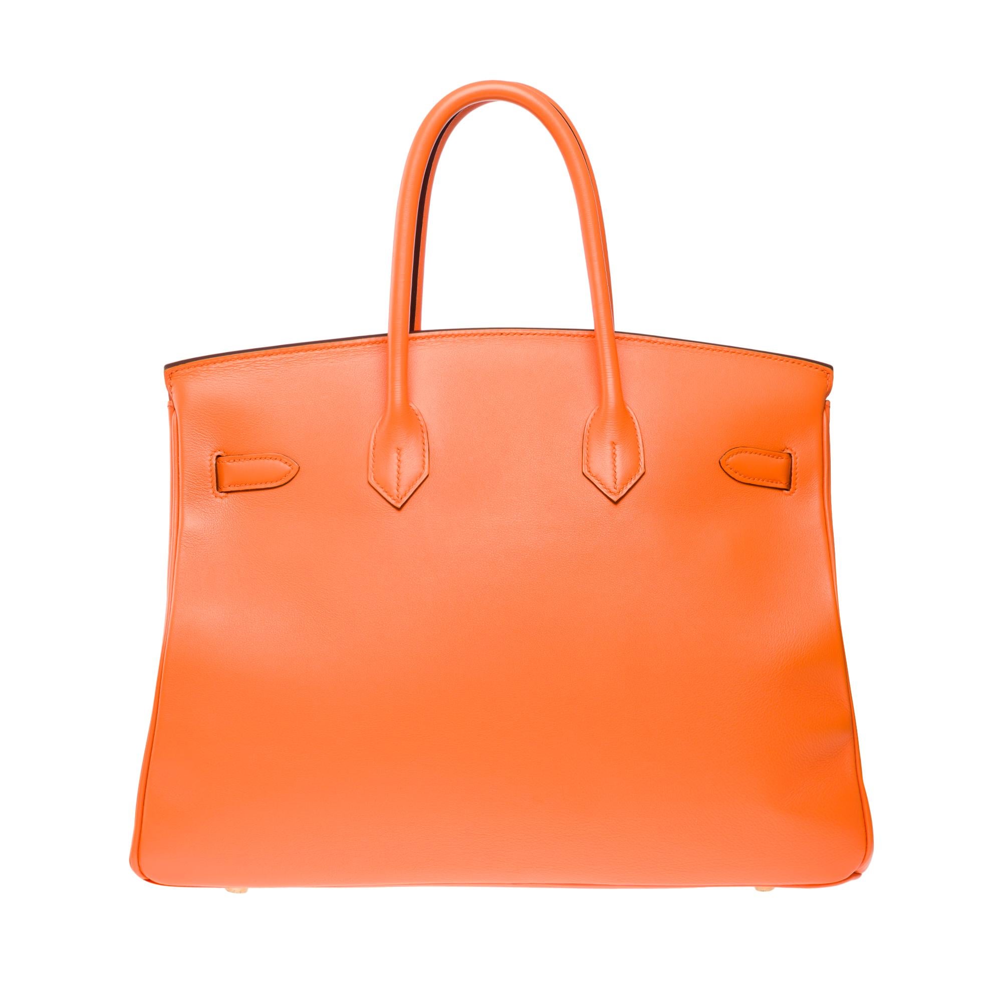Women's or Men's Amazing Hermès Birkin 35 handbag in Orange Swift Calf leather, GHW