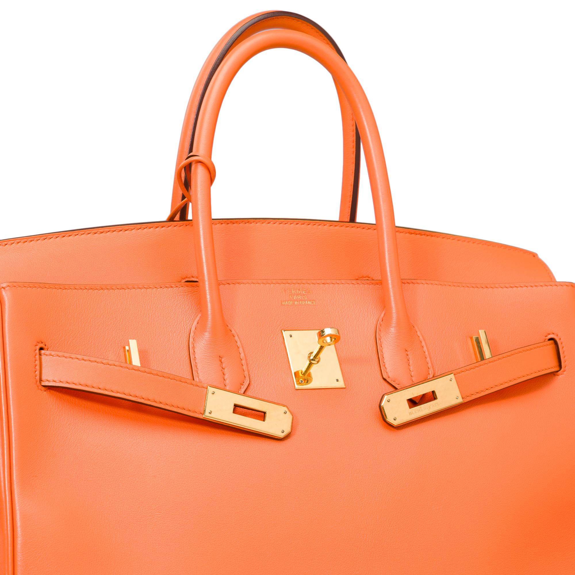 Amazing Hermès Birkin 35 handbag in Orange Swift Calf leather, GHW 3