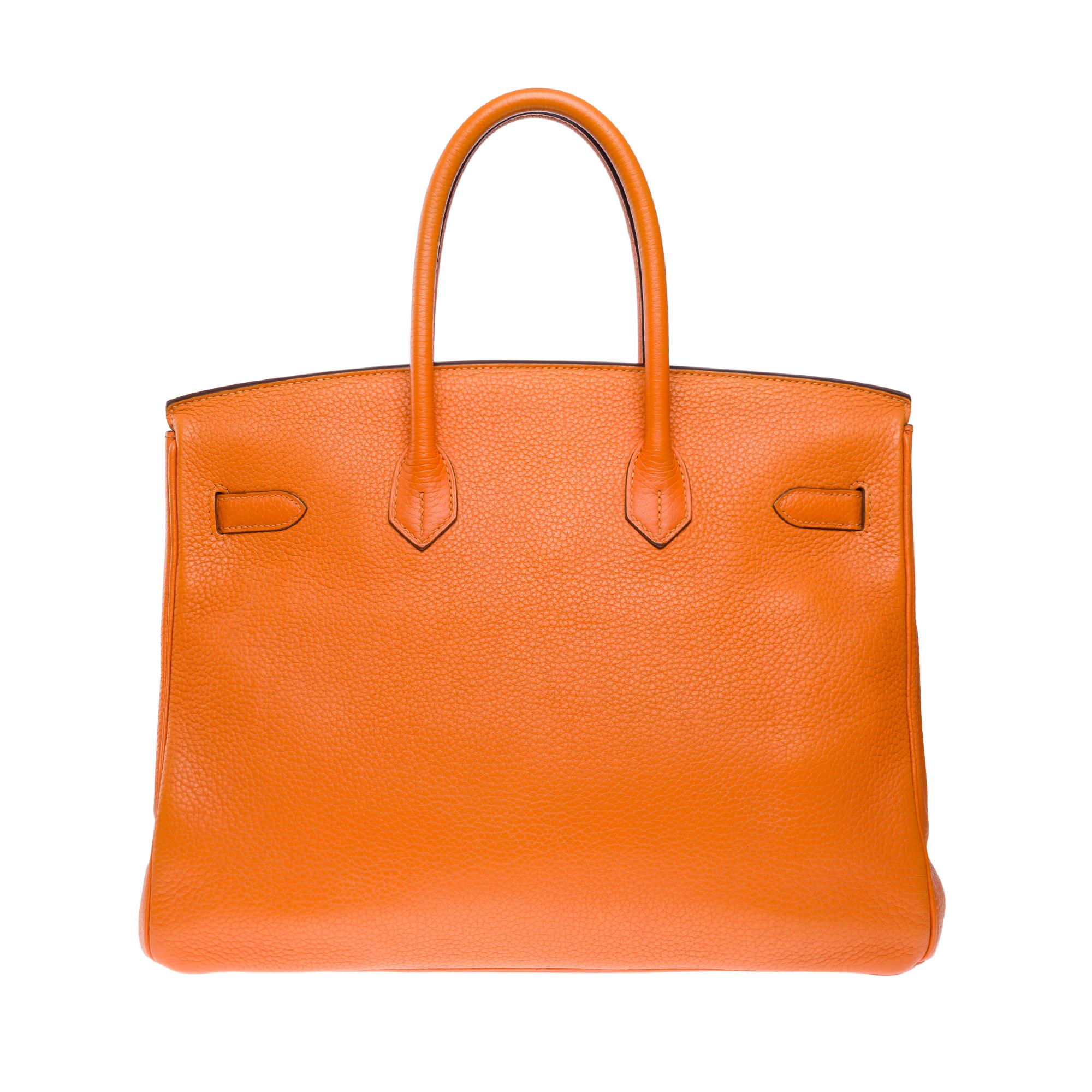 Amazing Hermès Birkin 35 handbag in Orange Togo Calf leather, GHW In Good Condition In Paris, IDF