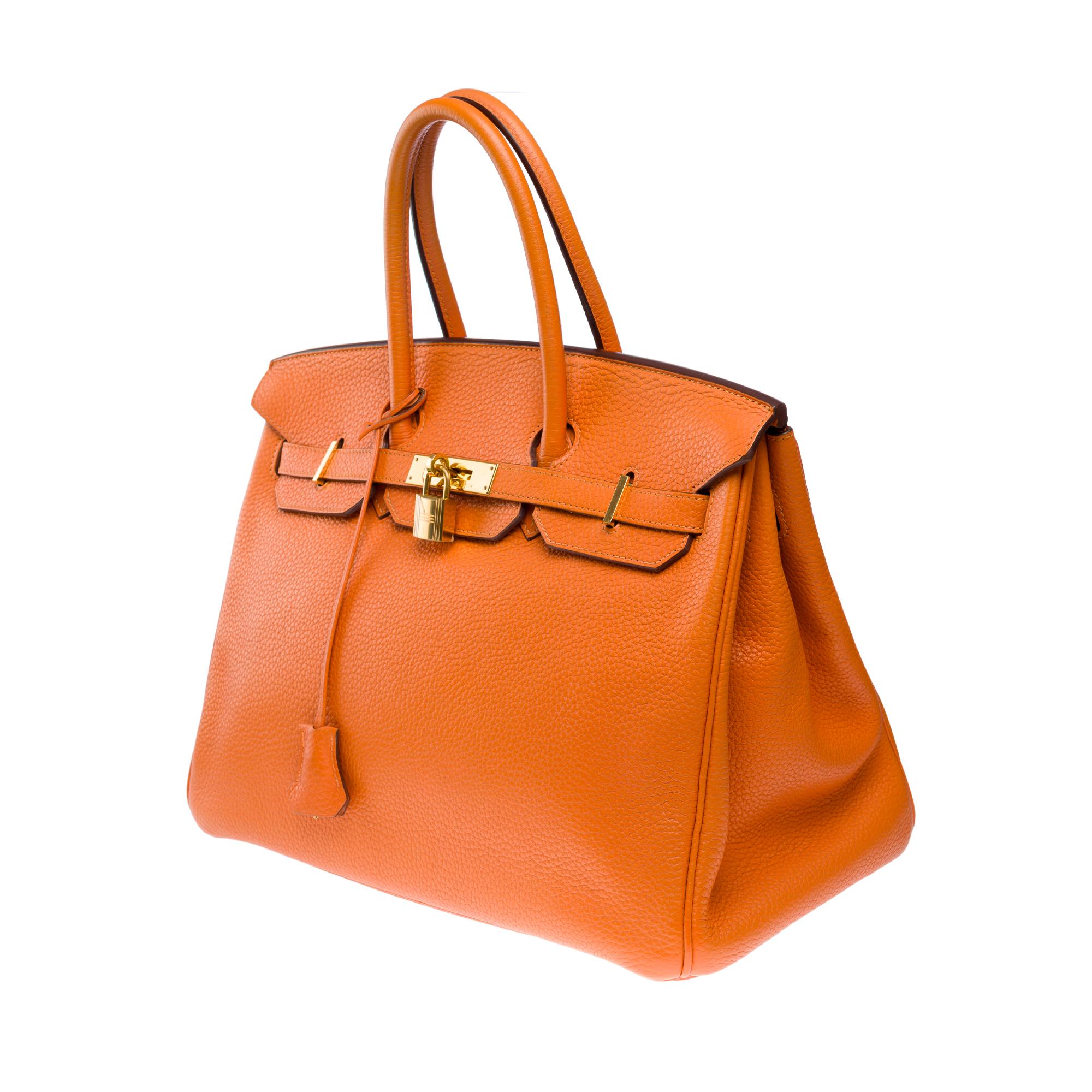 Women's or Men's Amazing Hermès Birkin 35 handbag in Orange Togo Calf leather, GHW