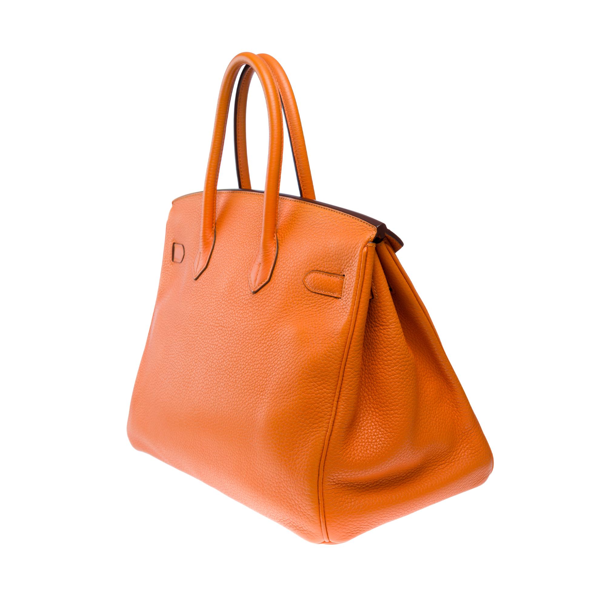 Amazing Hermès Birkin 35 handbag in Orange Togo Calf leather, GHW 1