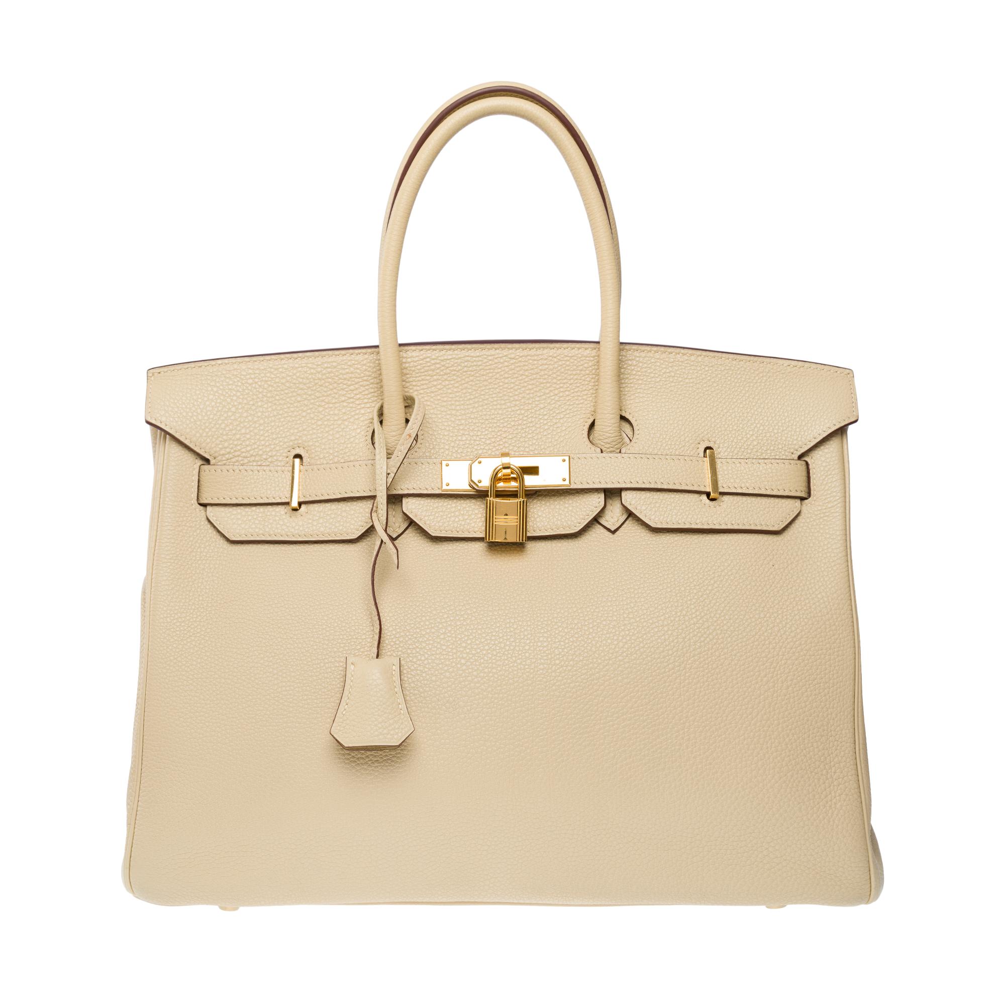 Amazing Hermès Birkin 35 handbag in Parchemin Togo leather, GHW In Good Condition In Paris, IDF
