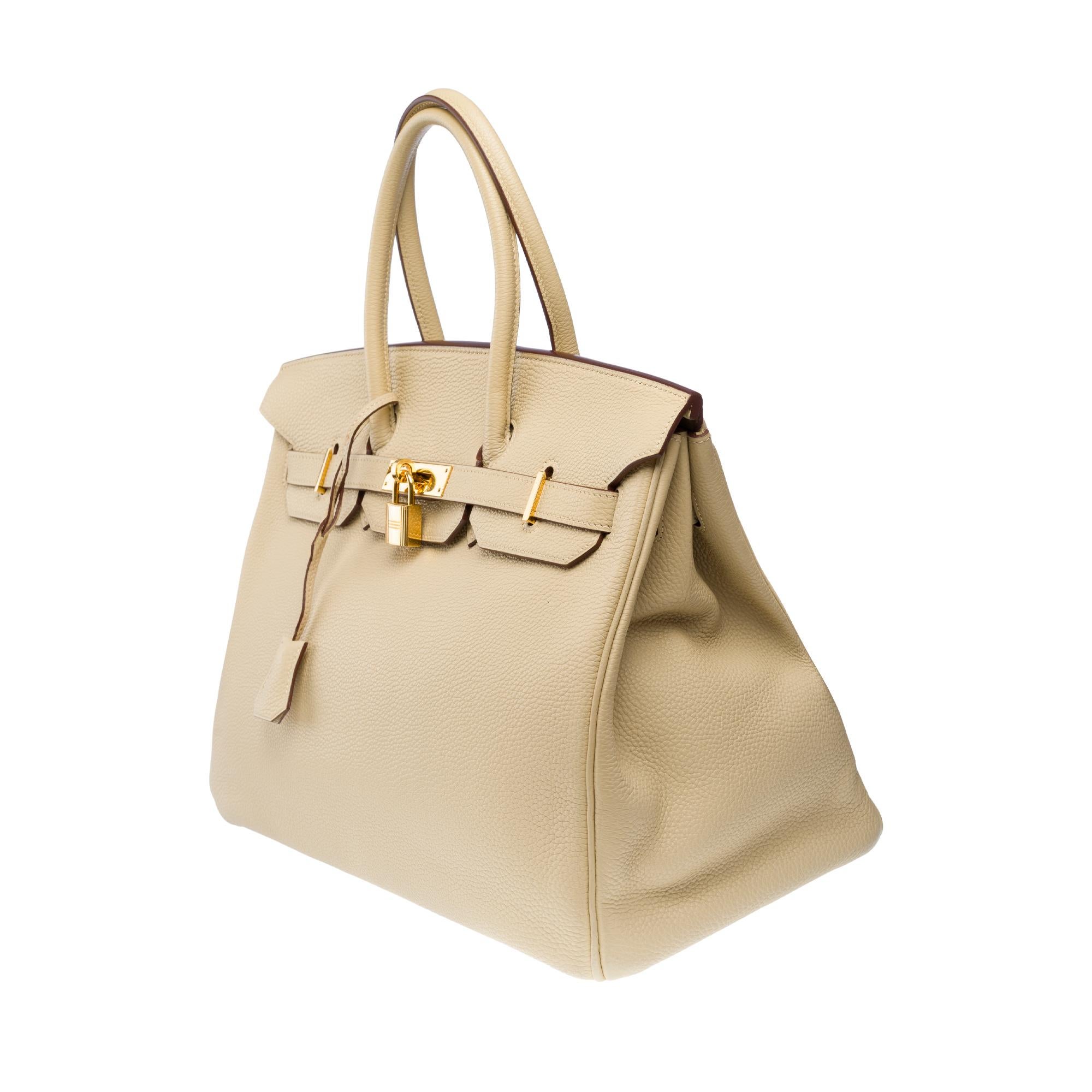 Amazing Hermès Birkin 35 handbag in Parchemin Togo leather, GHW 1