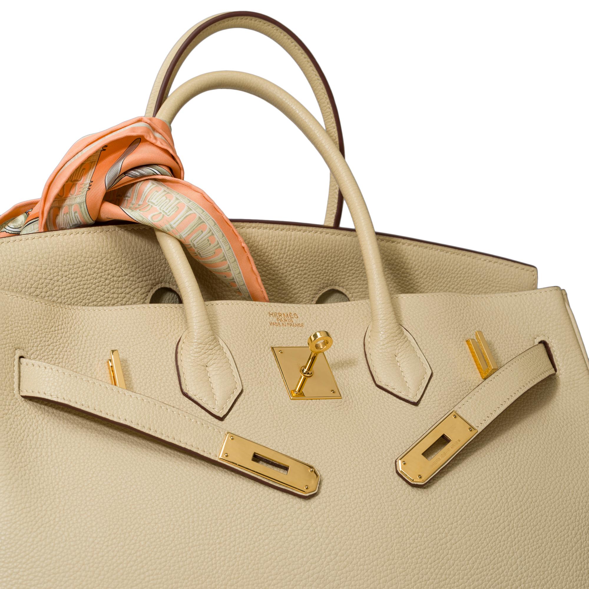 Amazing Hermès Birkin 35 handbag in Parchemin Togo leather, GHW 3