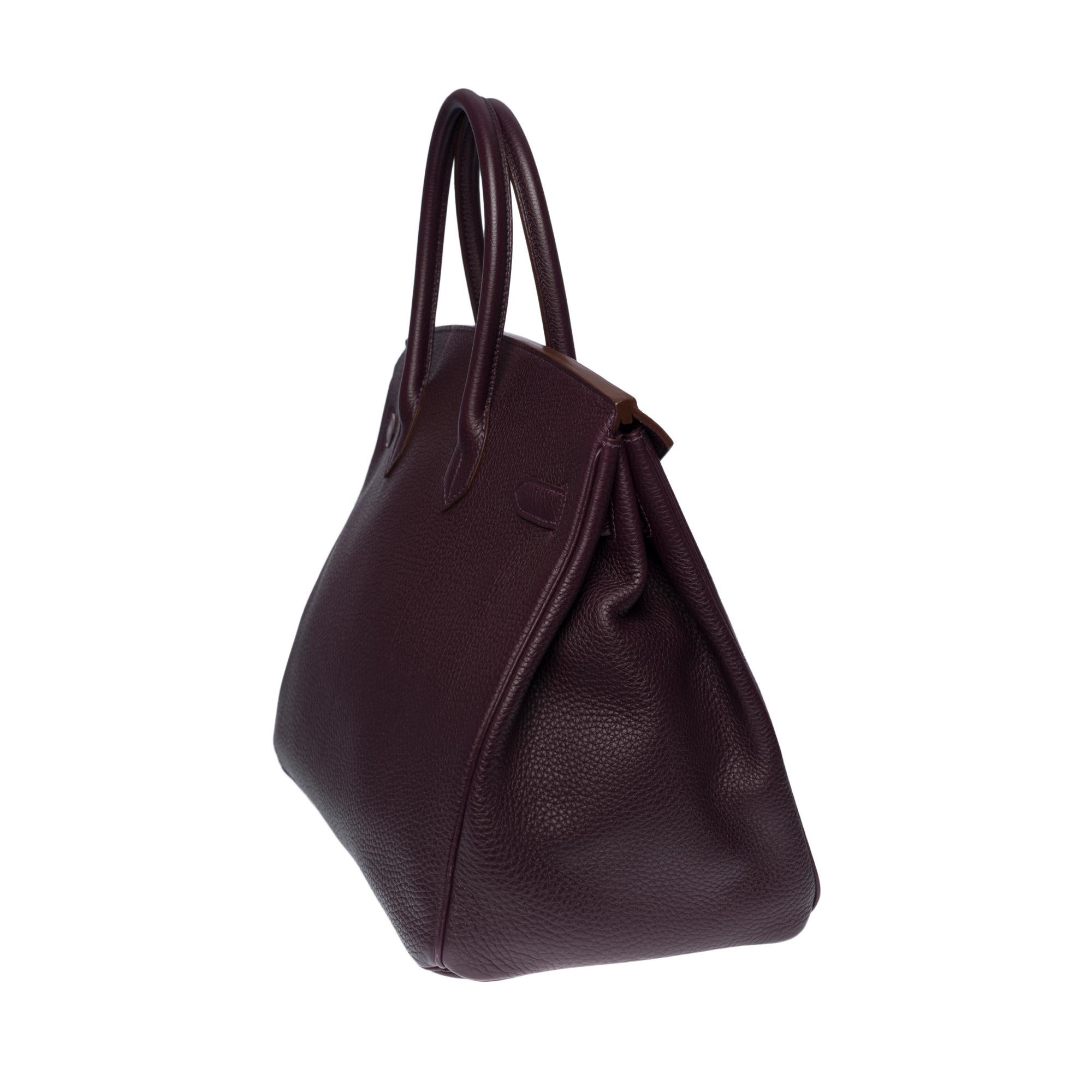 Amazing Hermès Birkin 35 handbag in raisin Togo leather, SHW In Excellent Condition In Paris, IDF