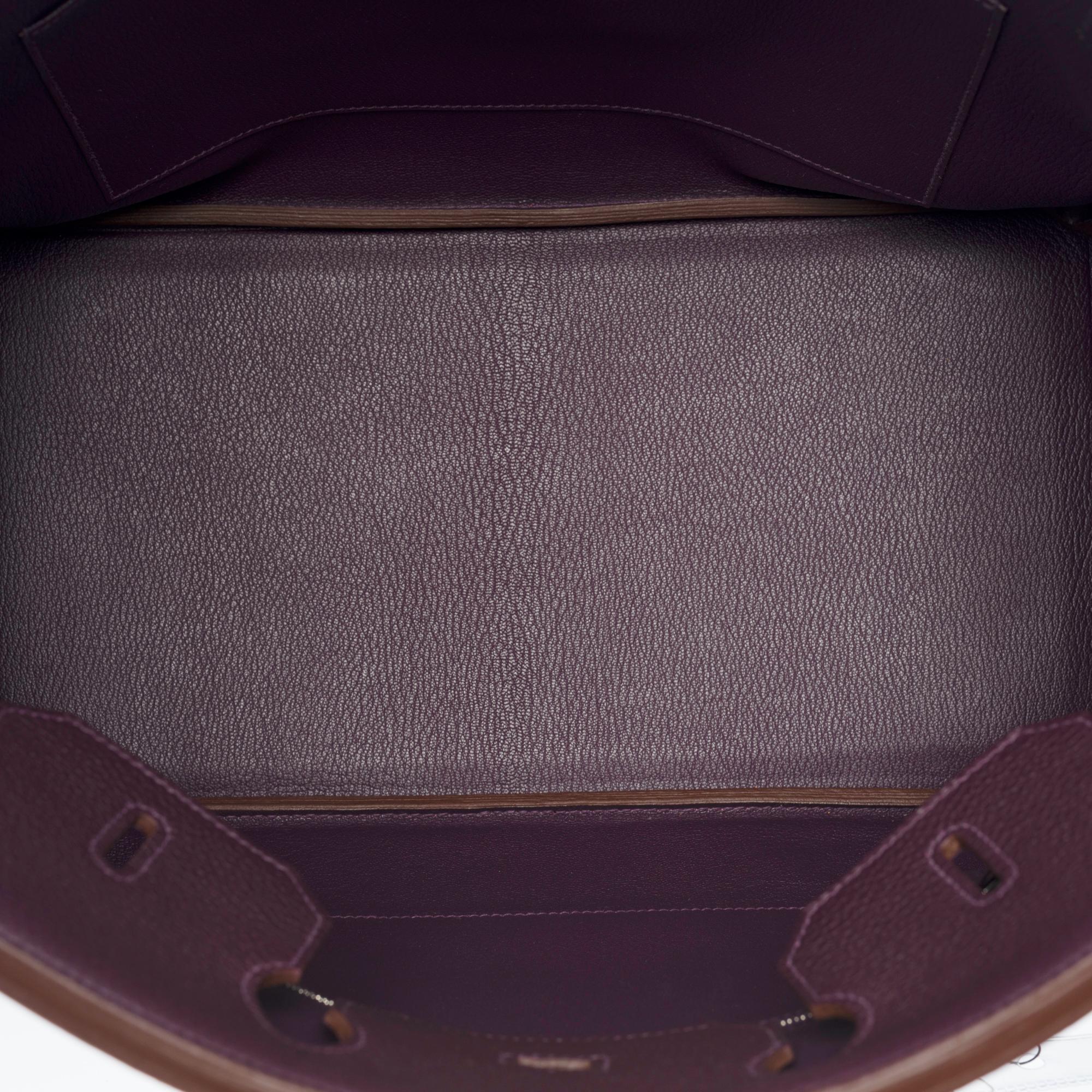 Amazing Hermès Birkin 35 handbag in raisin Togo leather, SHW 2