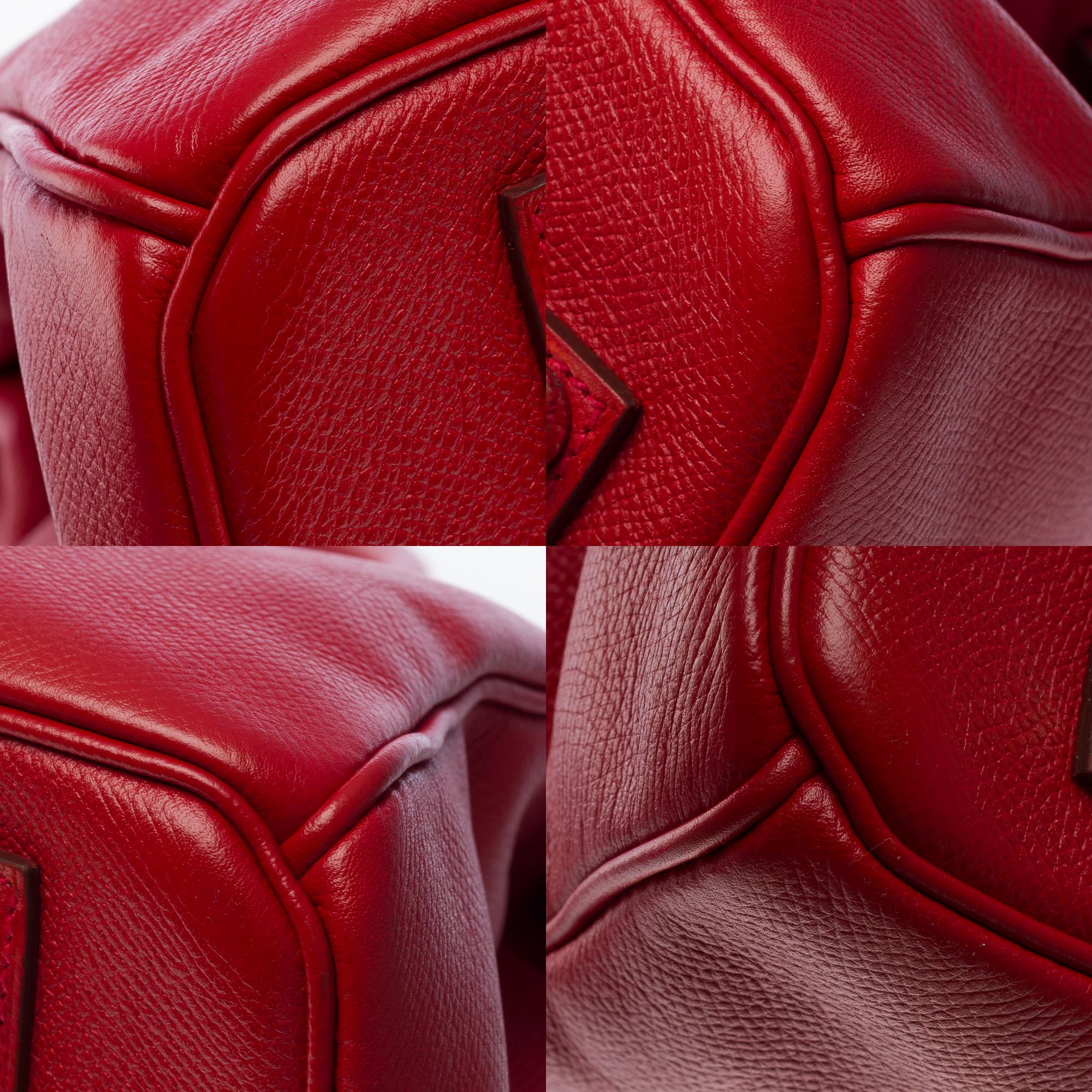 Superbe sac à main Hermès Birkin 35 en cuir Rouge Garance Epsom, SHW en vente 7