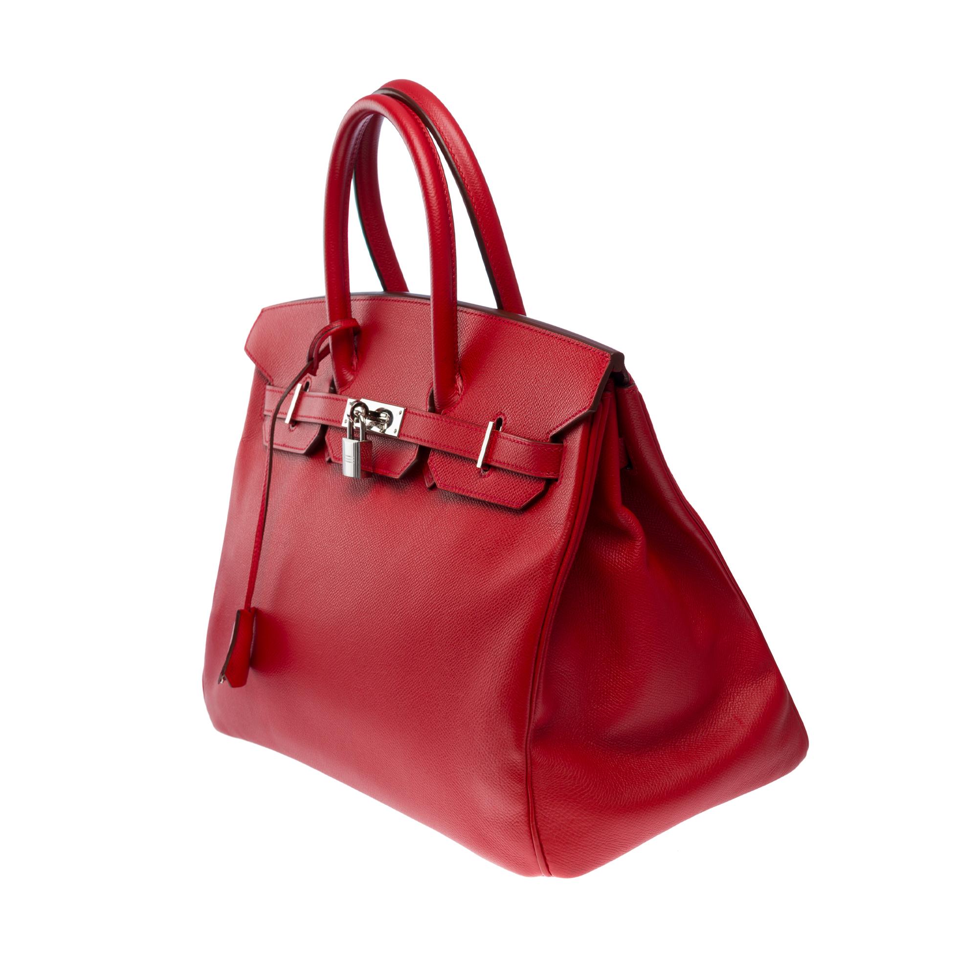 Amazing Hermès Birkin 35 handbag in Rouge Garance Epsom leather, SHW In Good Condition For Sale In Paris, IDF