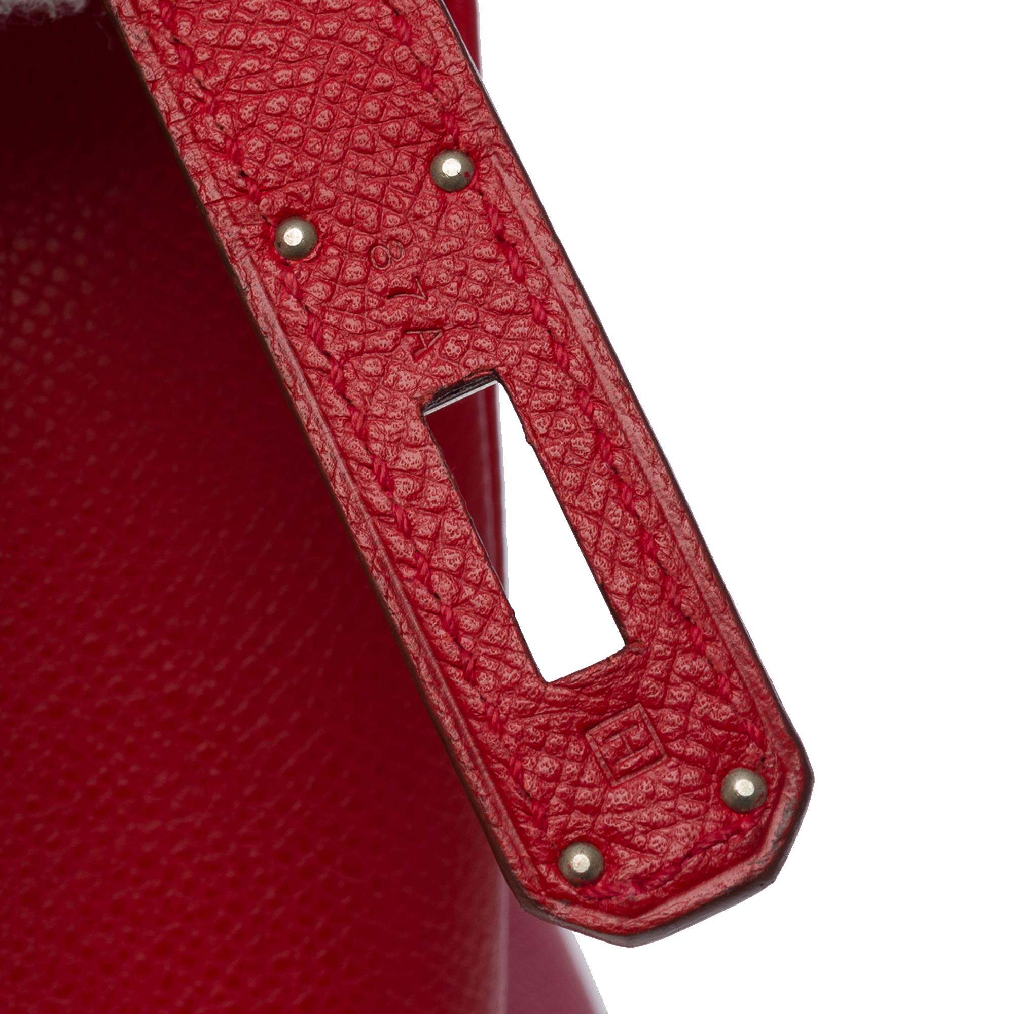 Amazing Hermès Birkin 35 handbag in Rouge Garance Epsom leather, SHW For Sale 2