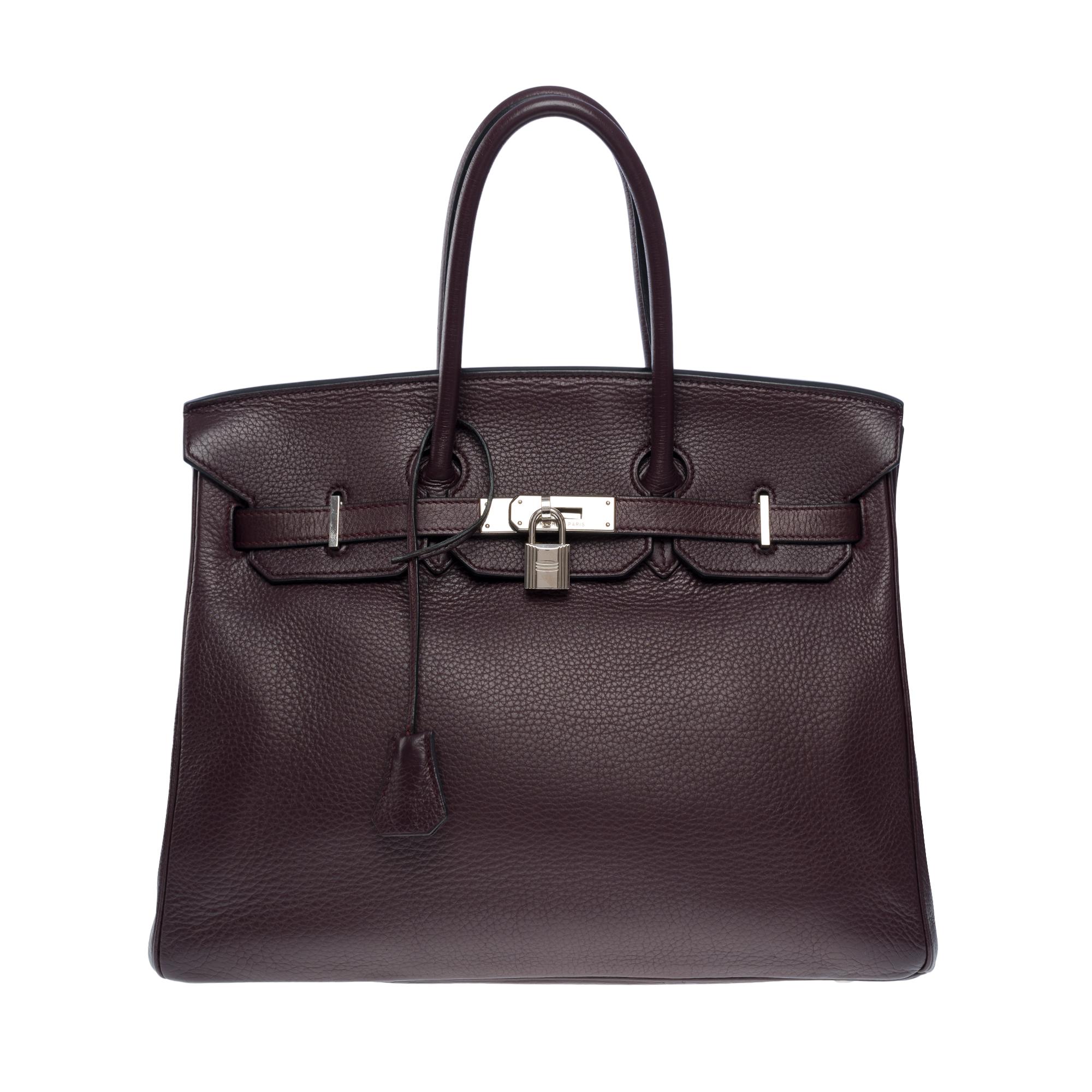 Superb​​ ​​Hermes​​ ​​Birkin​​ ​​35​​ ​​handbag​​ ​​in​​​ ​​Togo​ ​​leather​ ​Raisin​ ​,​​ ​​palladium​​ ​​silver​​ ​​metal​​ ​​hardware,​​ ​​double​​ ​​handle​​ ​​in​​ ​purple​​ ​​leather​​ ​​allowing​​ ​​a​​ ​​hand​​ ​​carry

Flap​​