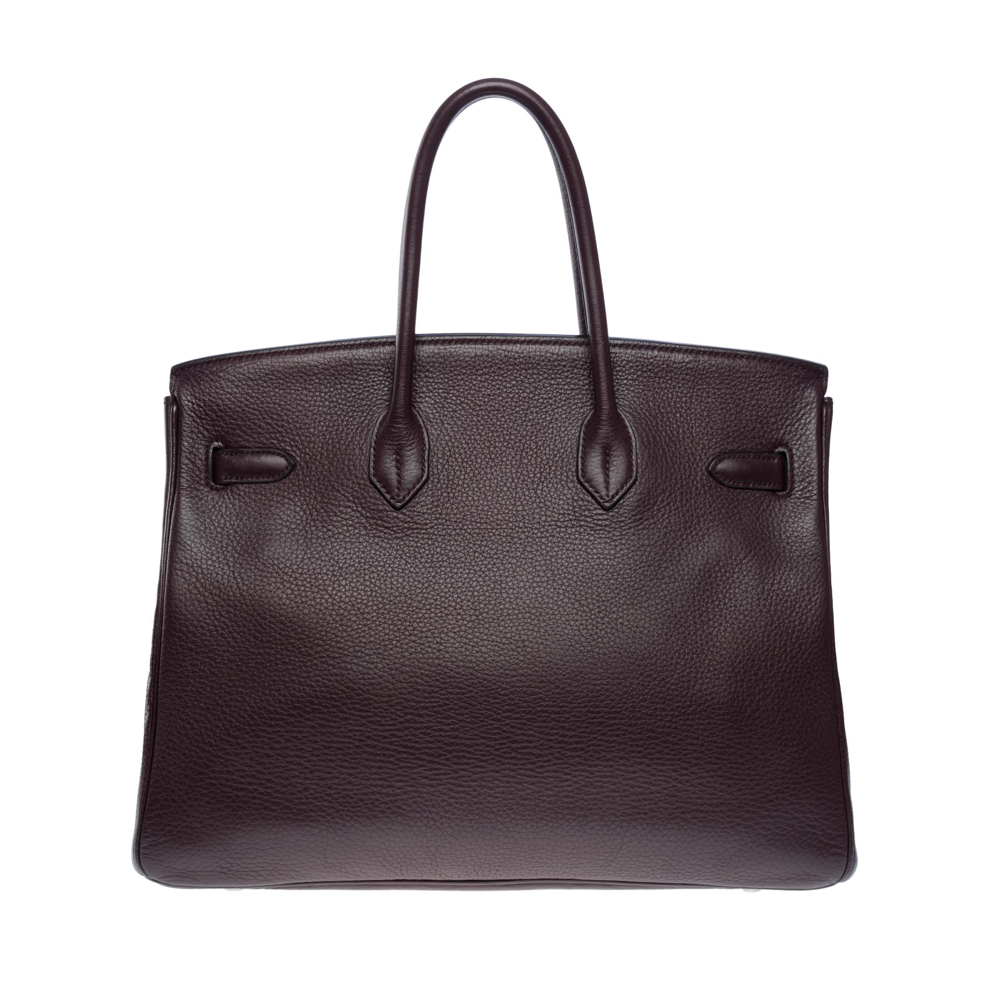Amazing Hermès Birkin 35 handbag in Togo Raisin leather, SHW In Good Condition For Sale In Paris, IDF