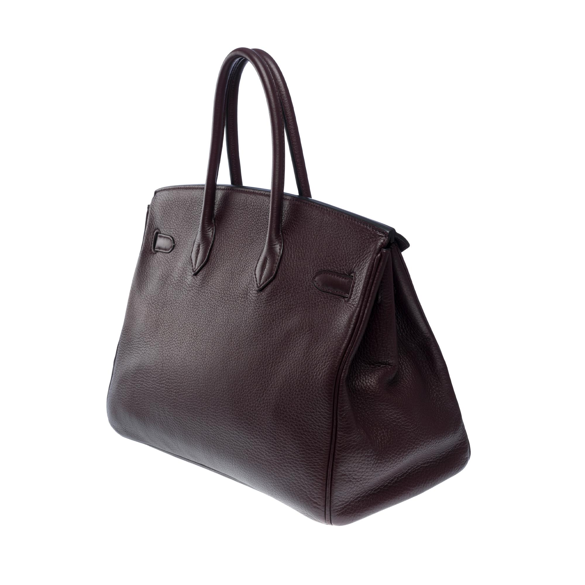 Amazing Hermès Birkin 35 handbag in Togo Raisin leather, SHW For Sale 1