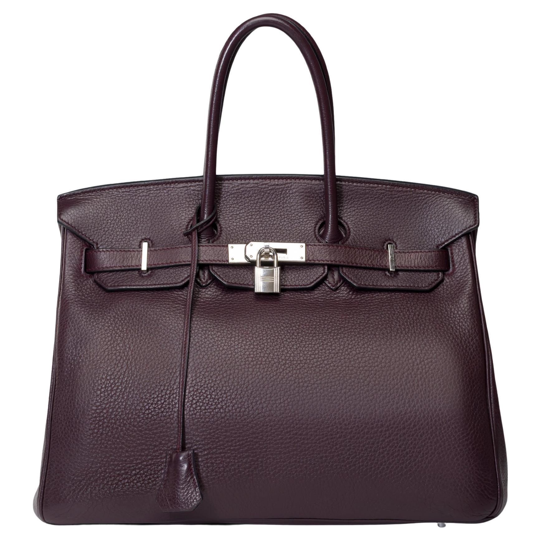 Amazing Hermès Birkin 35 handbag in Togo Raisin leather, SHW For Sale