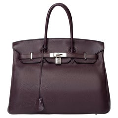 Amazing Hermès Birkin 35 handbag in Togo Raisin leather, SHW