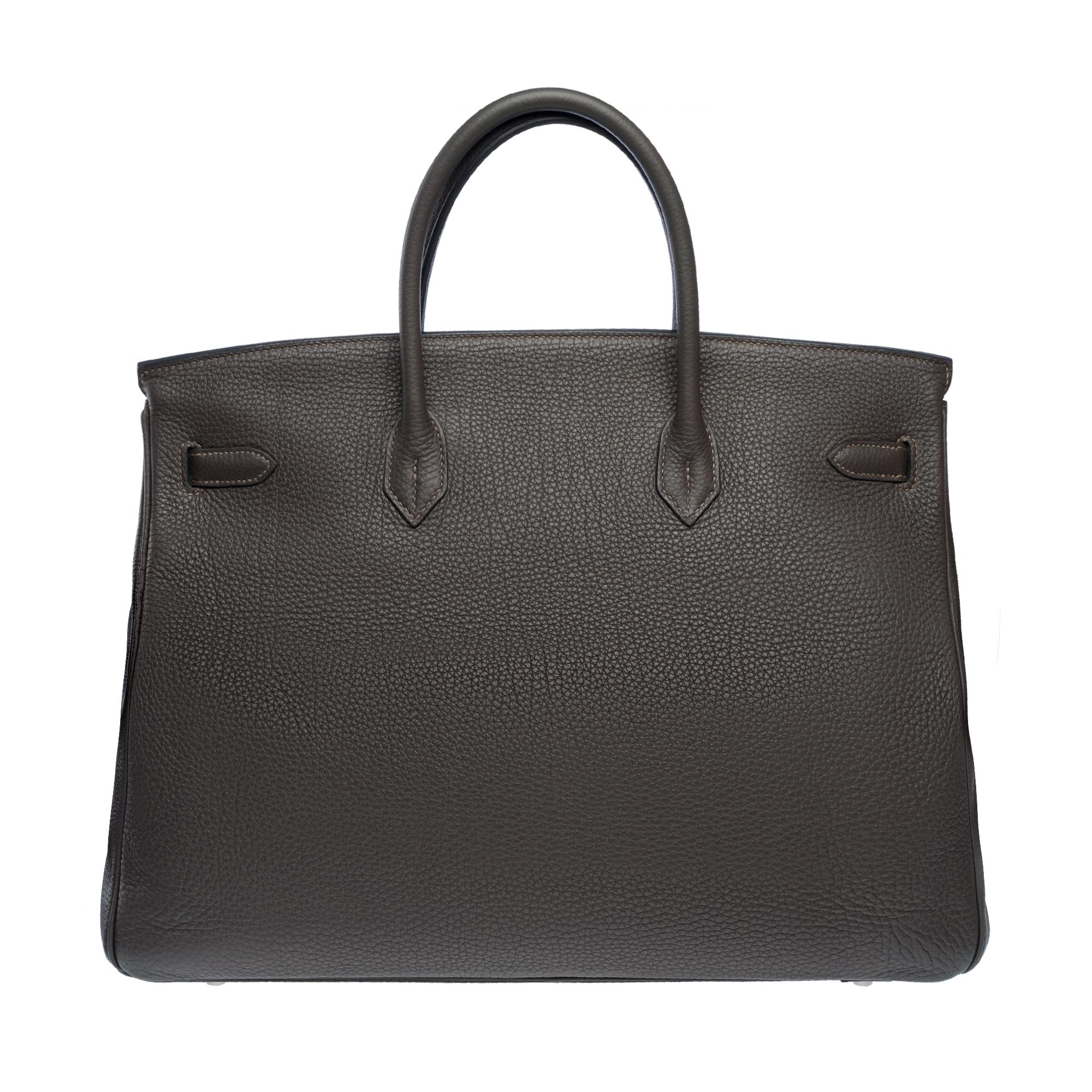 Women's or Men's Amazing Hermes Birkin 40 handbag in Graphite Grey Togo leather, PHW For Sale