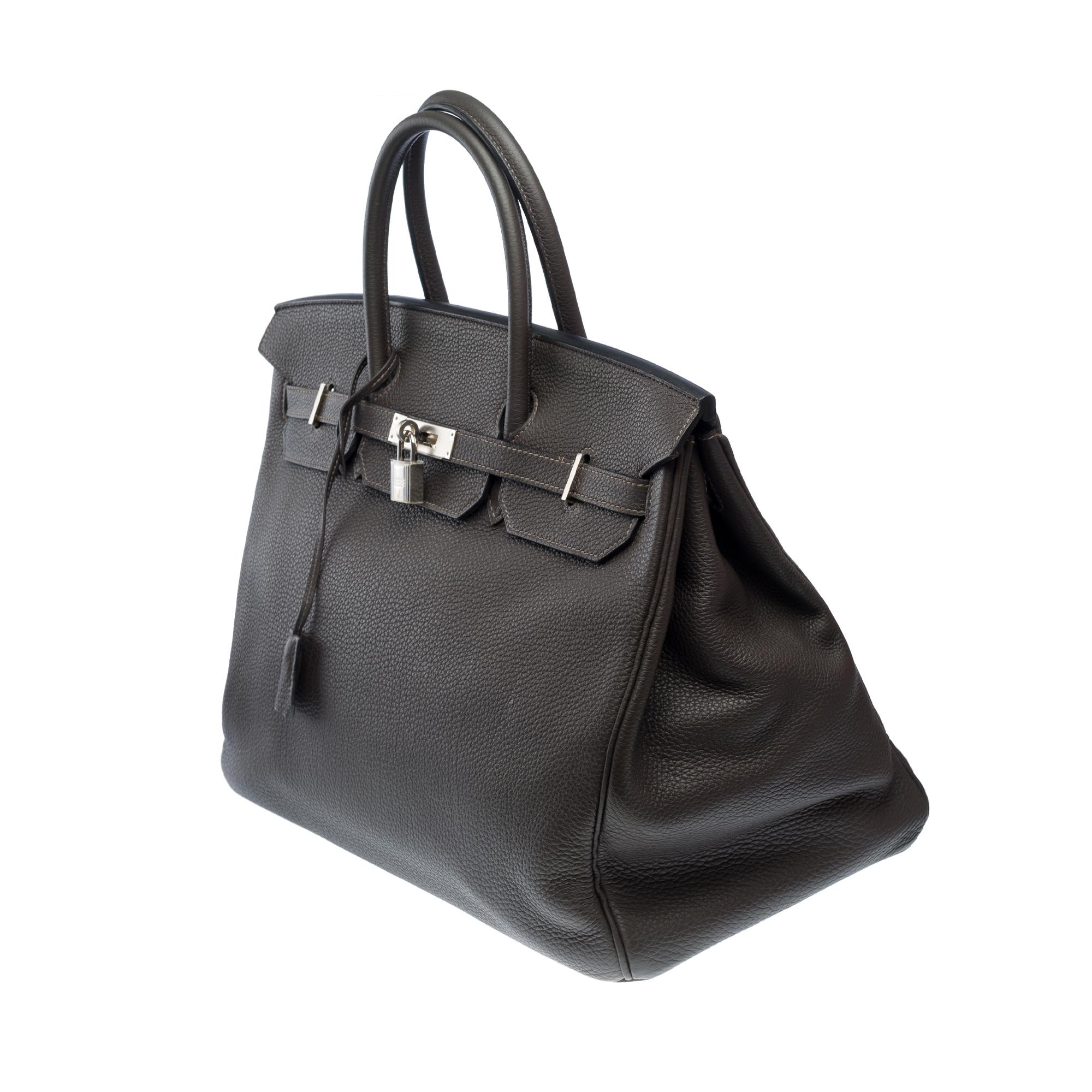Amazing Hermes Birkin 40 handbag in Graphite Grey Togo leather, PHW For Sale 1