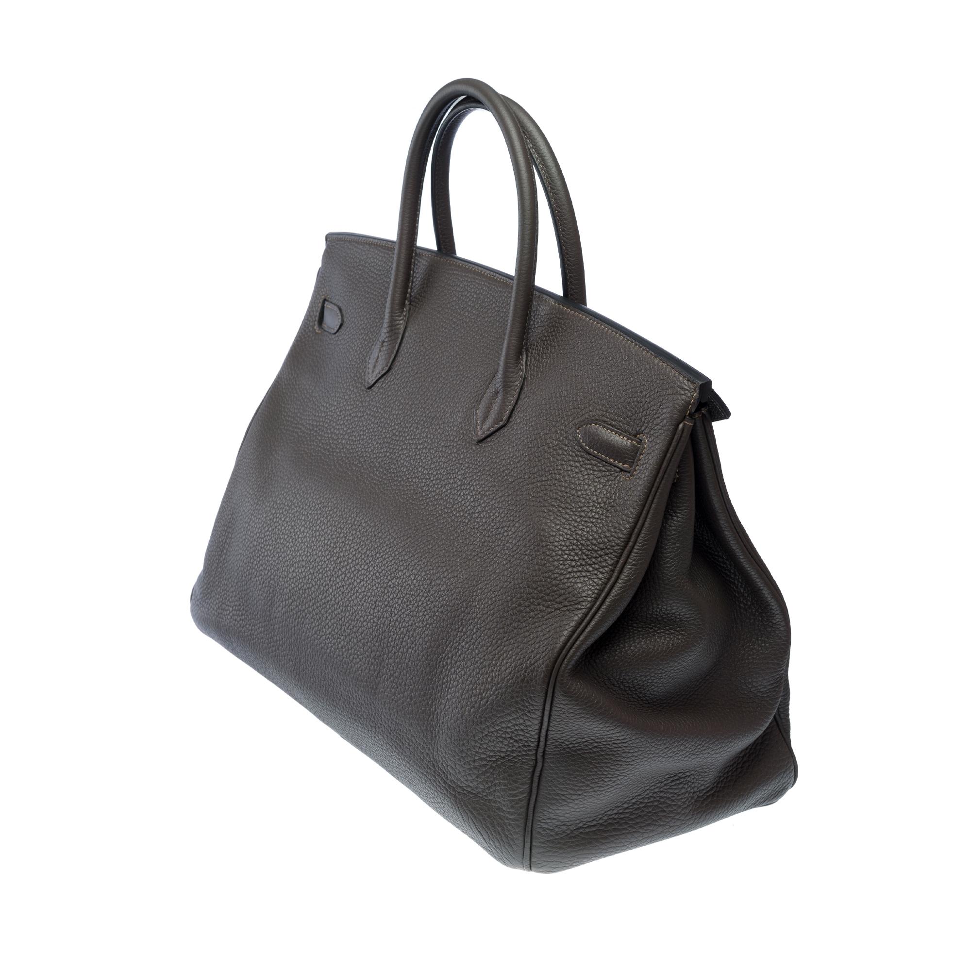 Amazing Hermes Birkin 40 handbag in Graphite Grey Togo leather, PHW For Sale 2