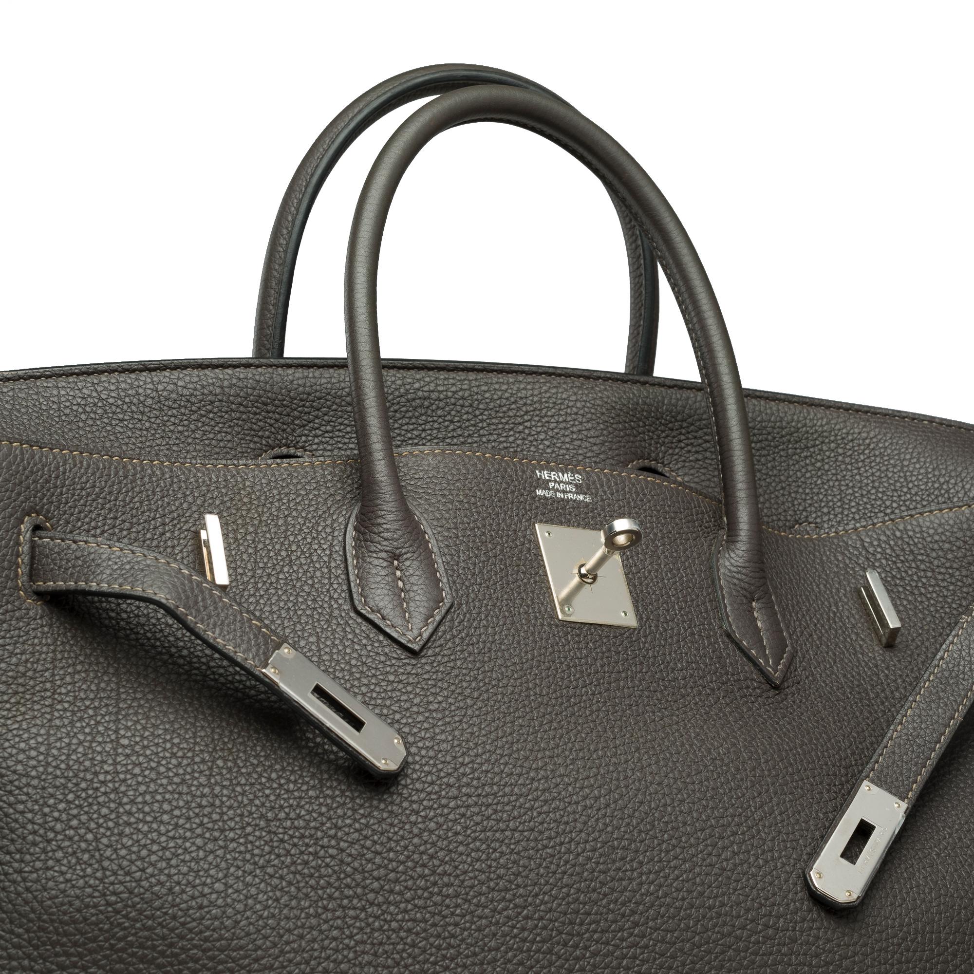 Amazing Hermes Birkin 40 handbag in Graphite Grey Togo leather, PHW For Sale 3