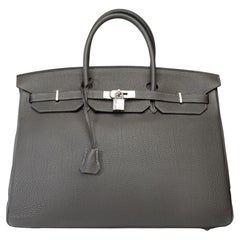 Amazing Hermes Birkin 40 handbag in Graphite Grey Togo leather, PHW