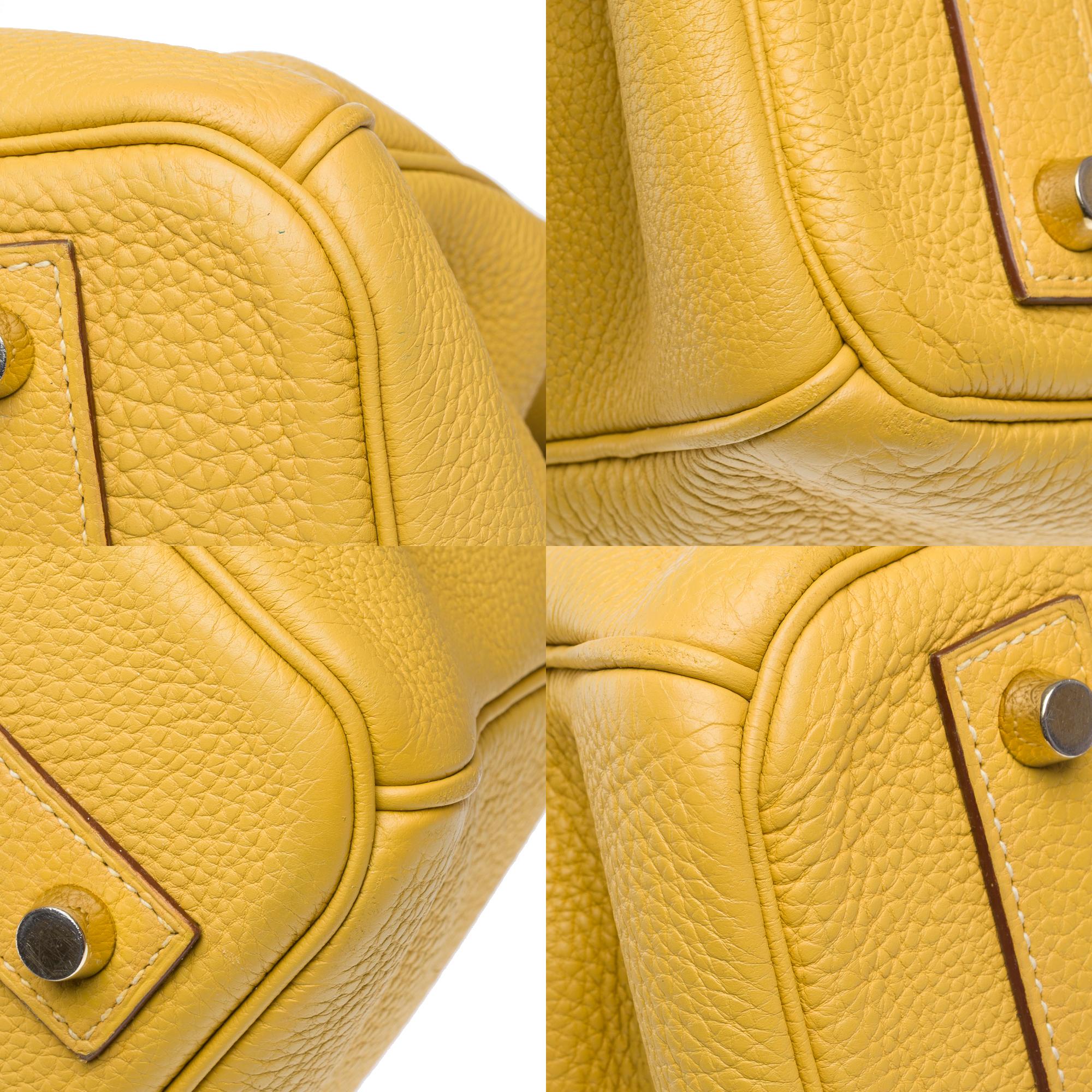Increíble bolso Hermes Birkin 40 en piel Jaune Poussin Togo, GHW 8