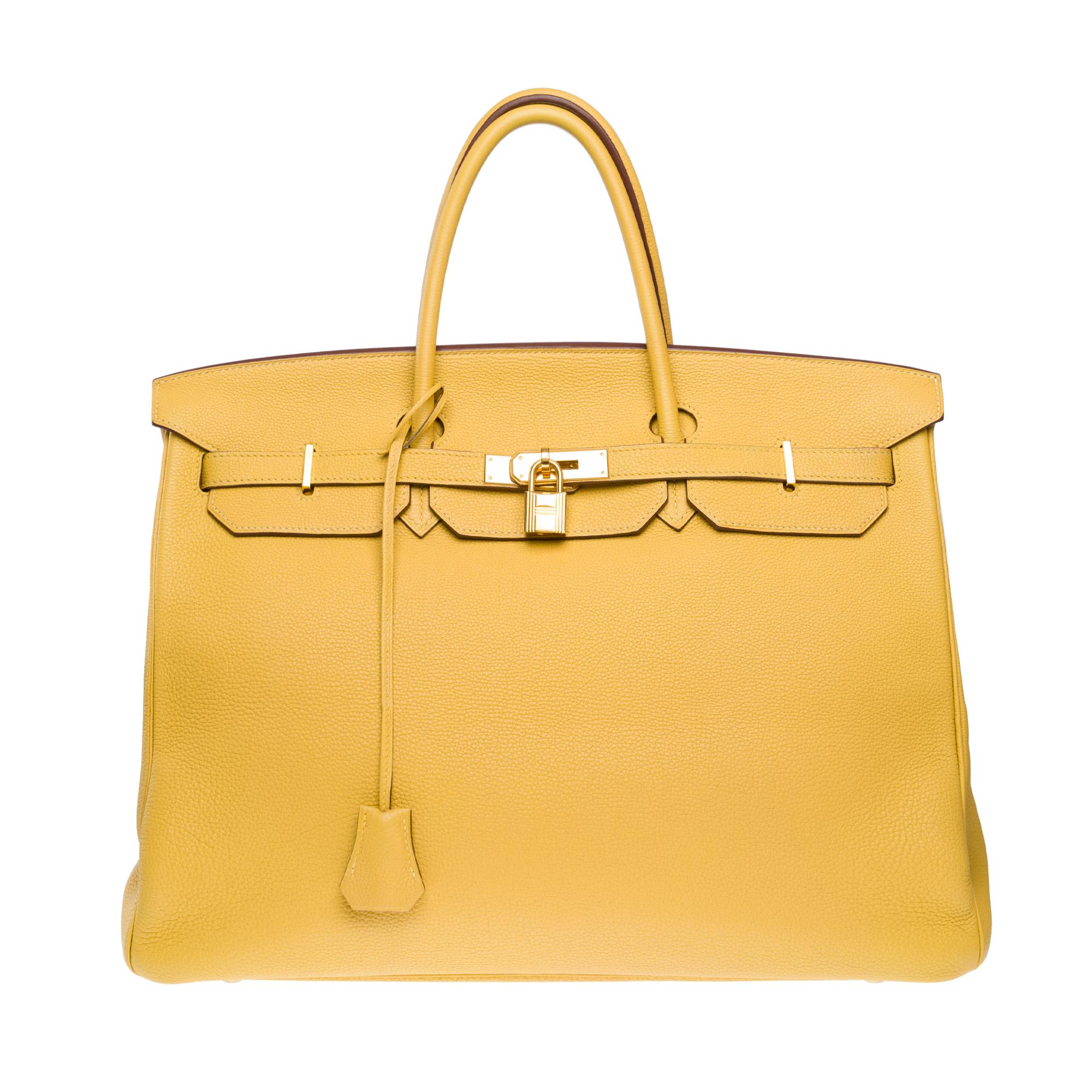 Increíble bolso Hermes Birkin 40 en piel Jaune Poussin Togo, GHW en Bueno Estado en Paris, IDF
