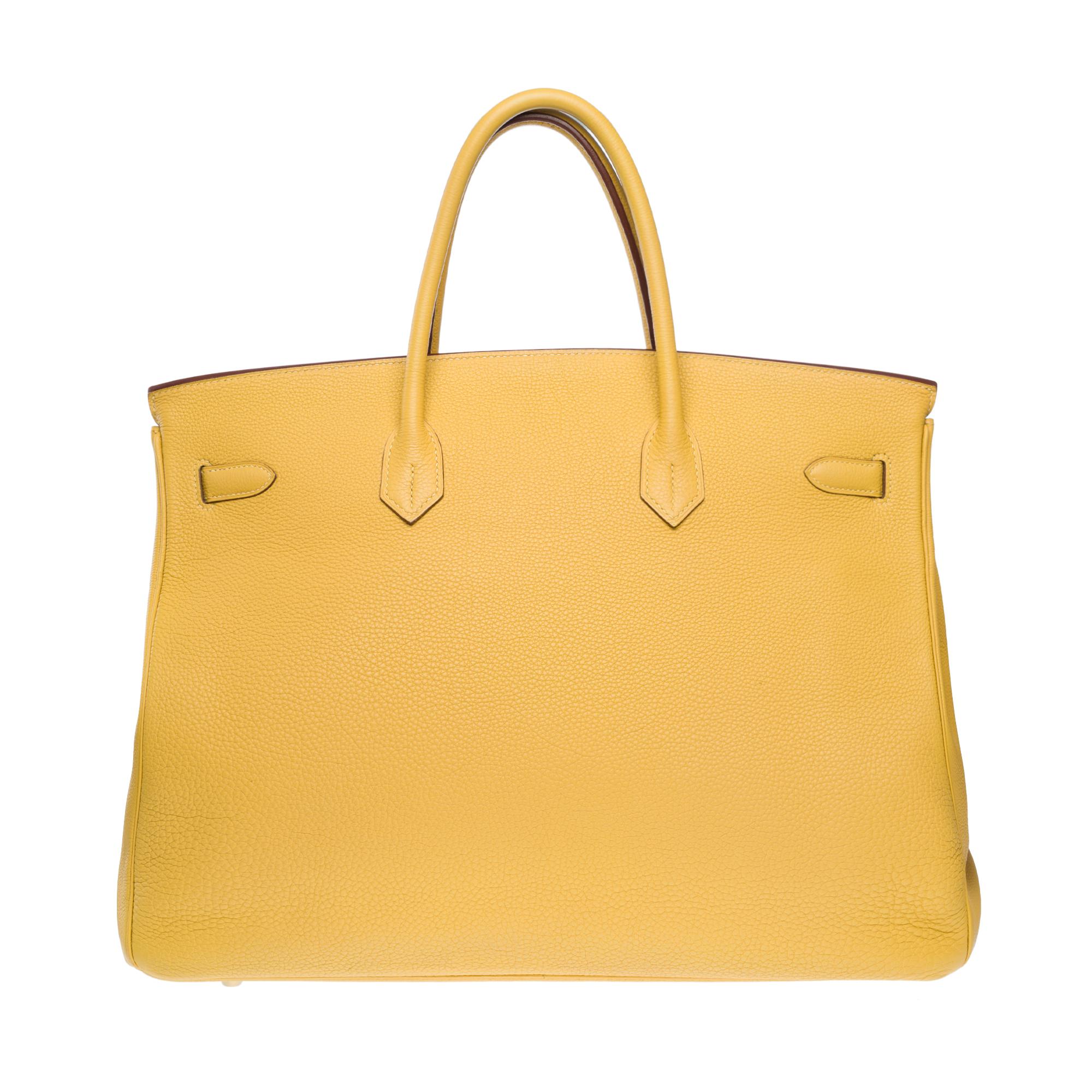 Femenino o masculino Increíble bolso Hermes Birkin 40 en piel Jaune Poussin Togo, GHW