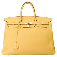 Amazing Hermes Birkin 40 handbag in Jaune Poussin Togo leather, GHW