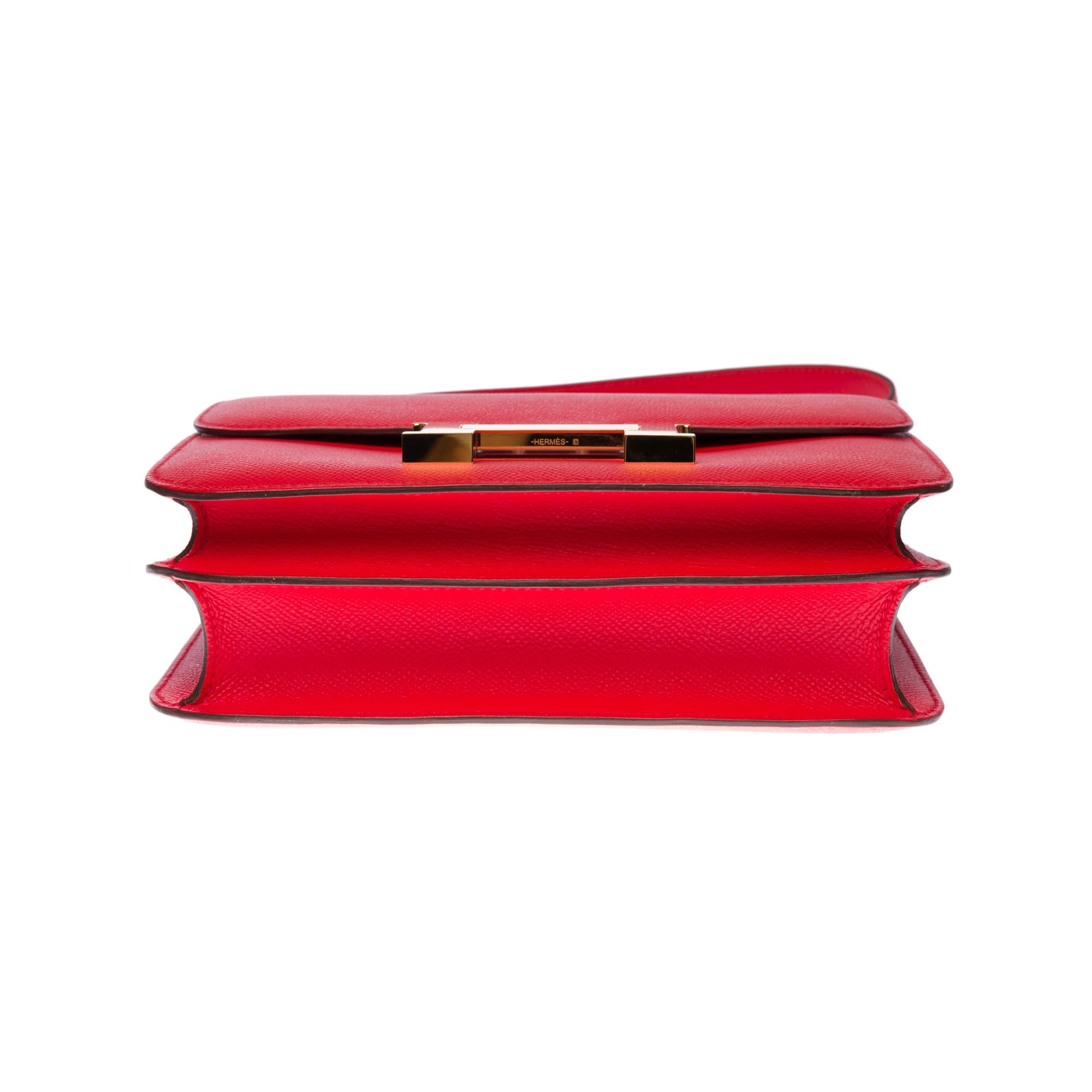 Amazing Hermes Constance 24 shoulder bag in Rouge de Coeur epsom leather, GHW 3