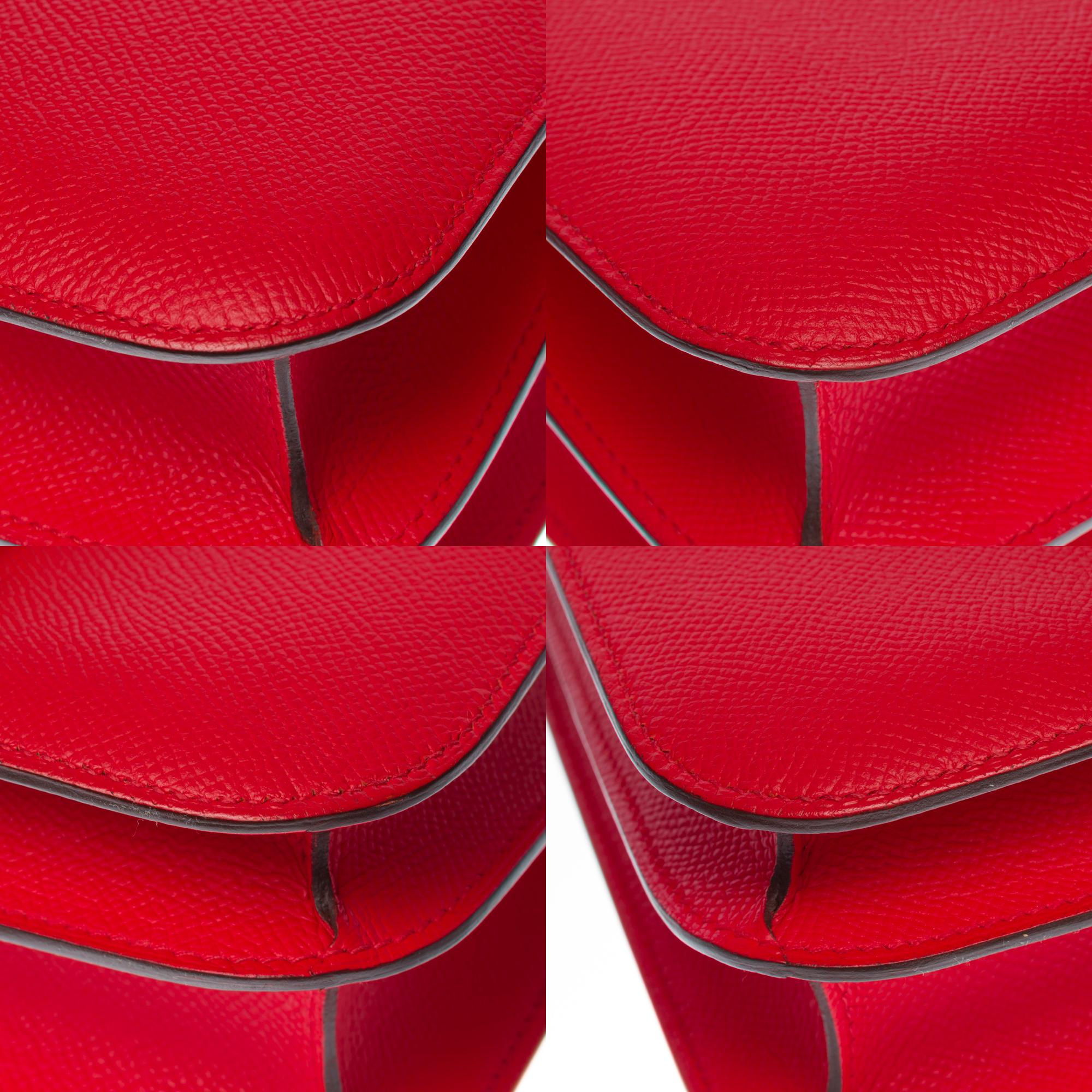 Amazing Hermes Constance 24 shoulder bag in Rouge de Coeur epsom leather, GHW 4