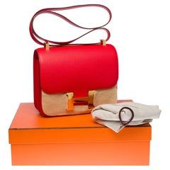 Amazing Hermes Constance 24 shoulder bag in Rouge de Coeur epsom leather, GHW