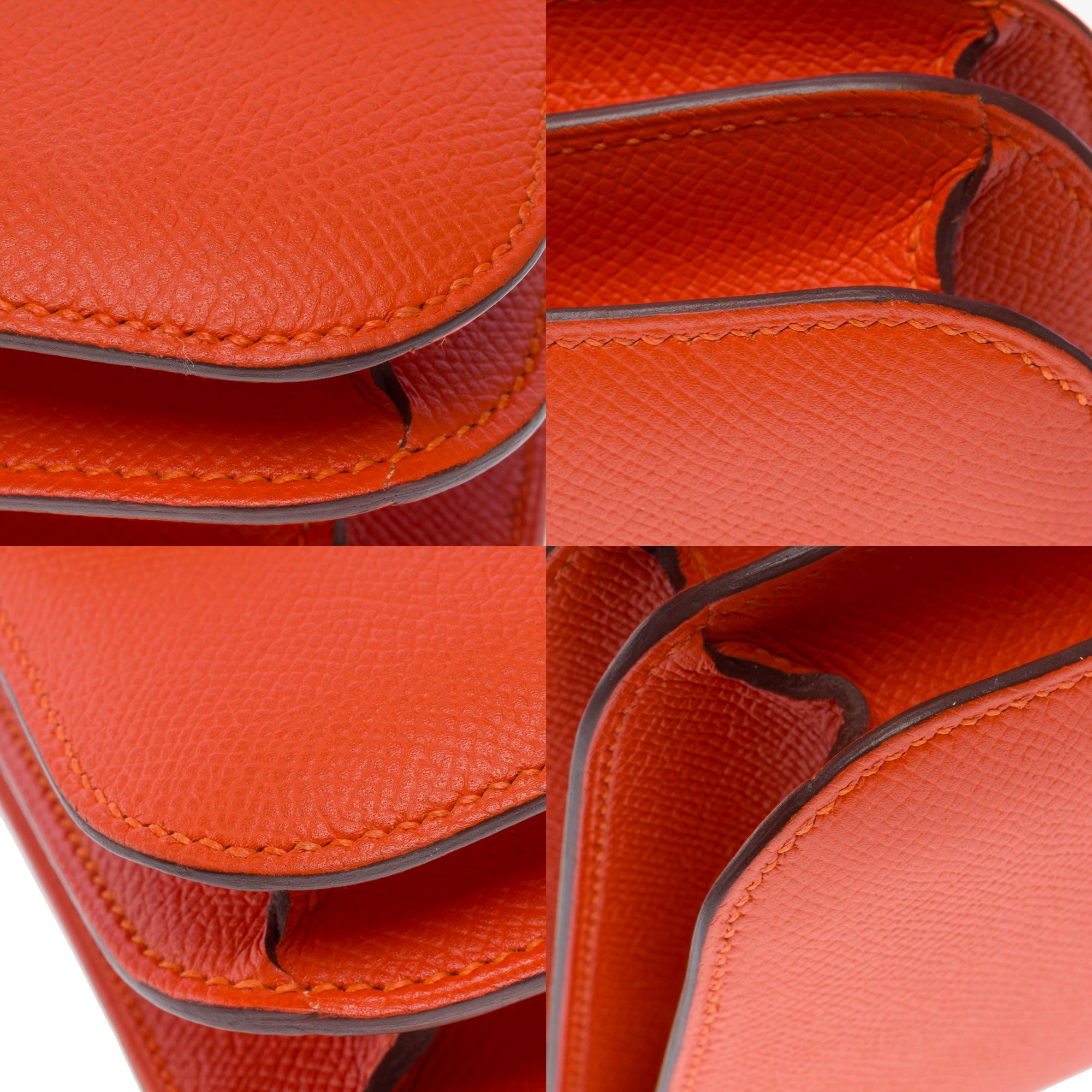 Superbe sac à bandoulière Hermès Constance Mini 18 en cuir Orange Feu Epsom, SHW en vente 8