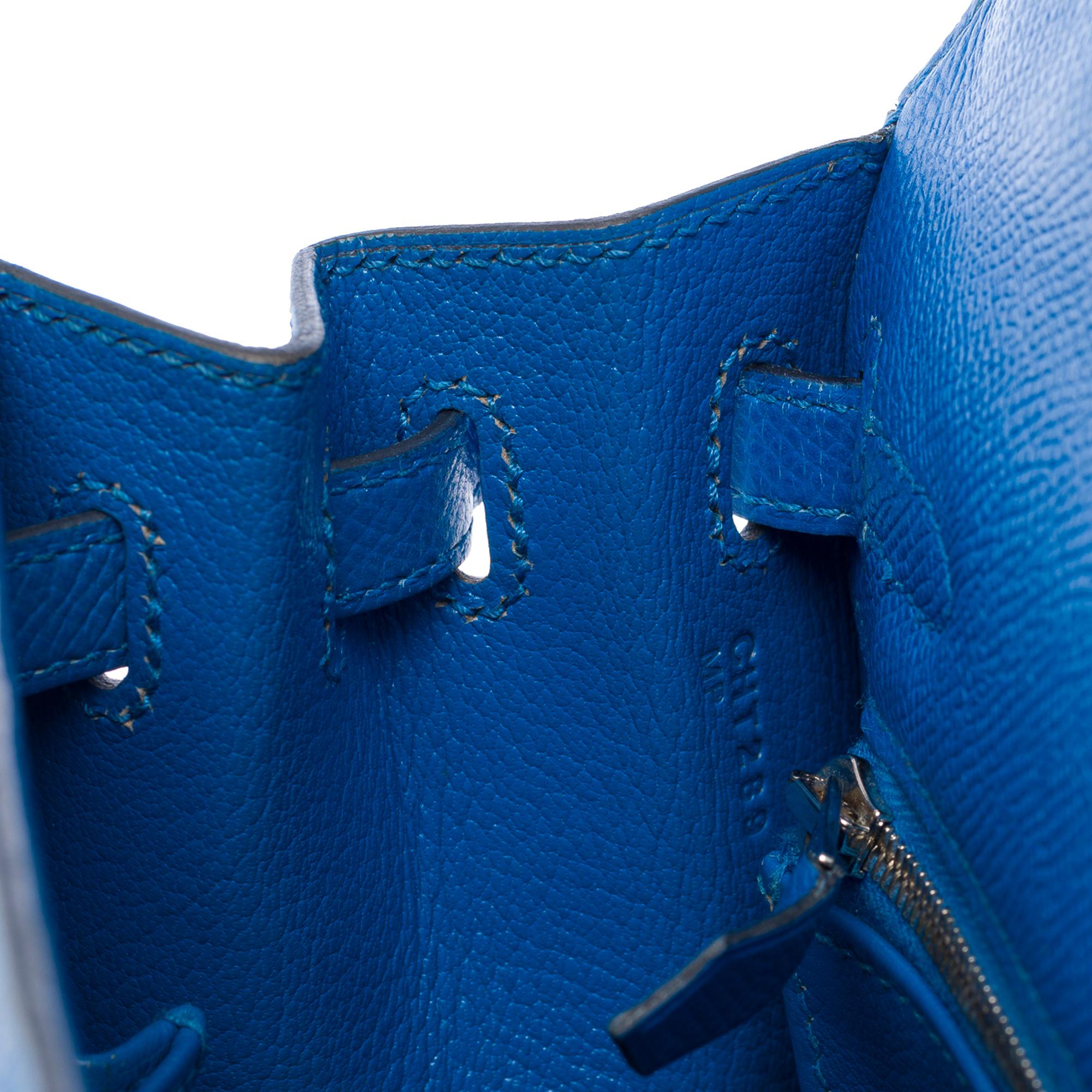 Amazing Hermès Kelly 25 handbag strap in Blue Zellige epsom leather, SHW 3