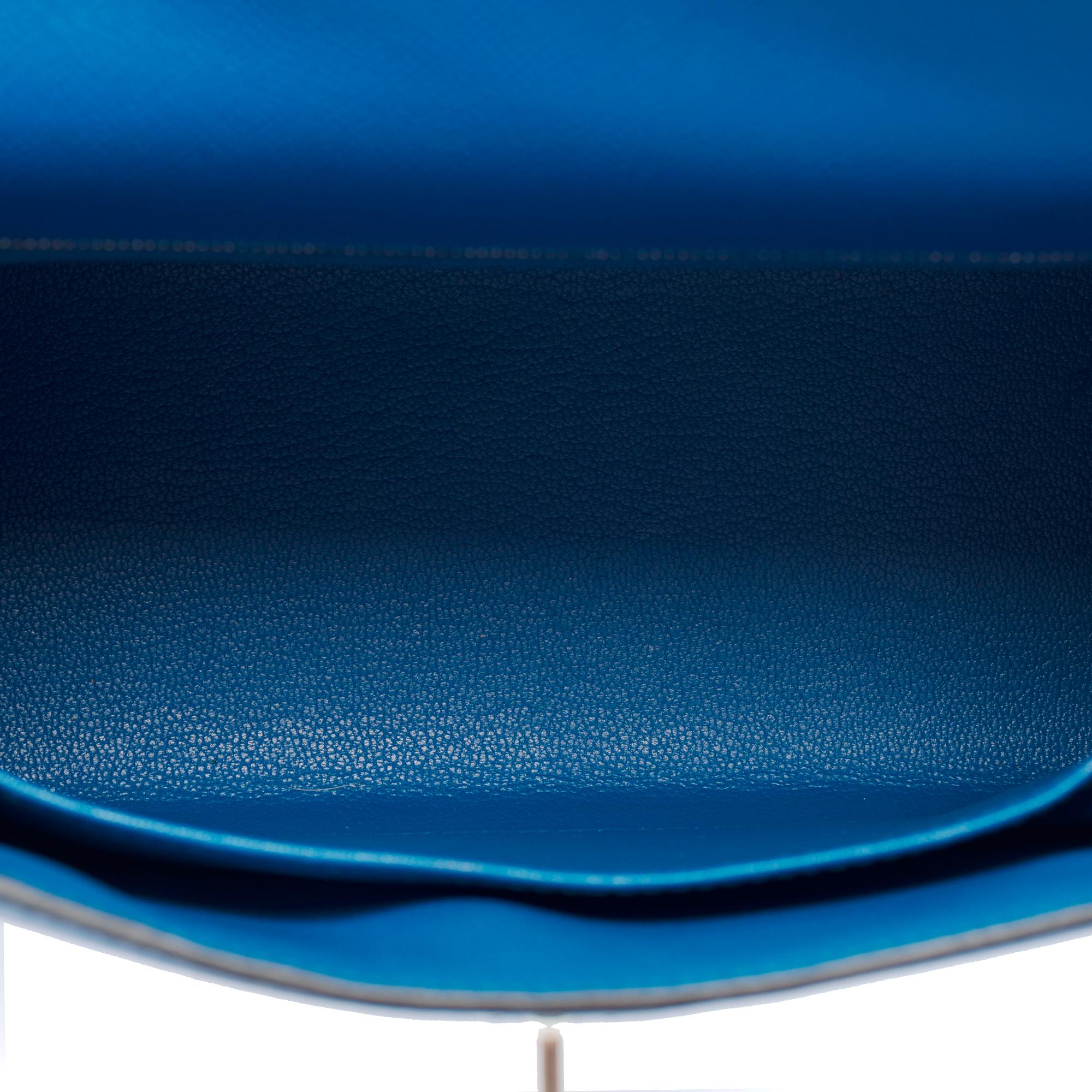 Amazing Hermès Kelly 25 handbag strap in Blue Zellige epsom leather, SHW 4