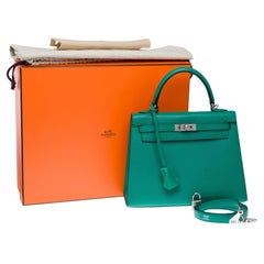 Incredibile tracolla Hermès Kelly 25 in pelle Vert Jade Epsom, PHW