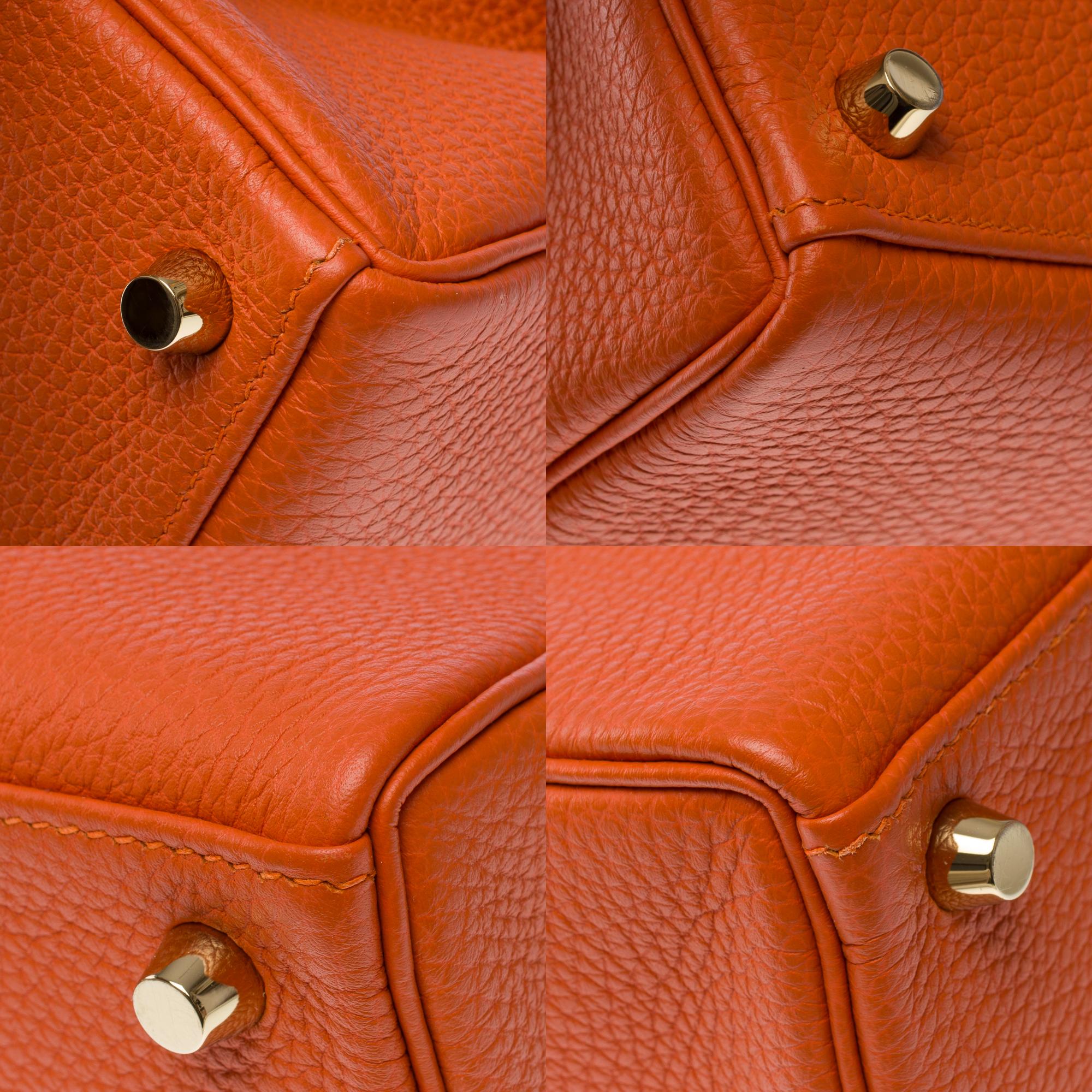 Amazing Hermès Kelly 25 retourne handbag strap in Orange Feu Togo leather , GHW For Sale 8