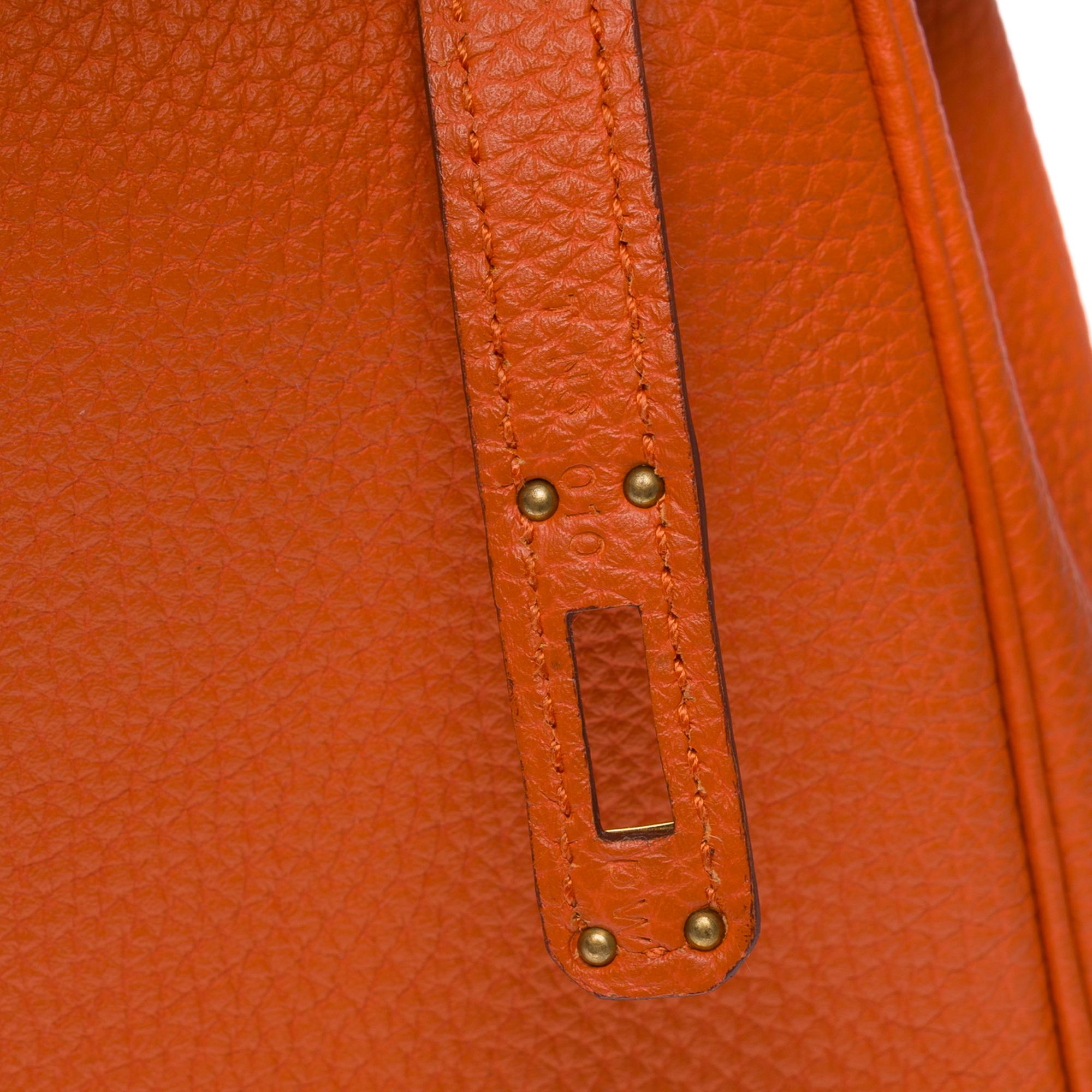 Amazing Hermès Kelly 25 retourne handbag strap in Orange Feu Togo leather , GHW For Sale 4