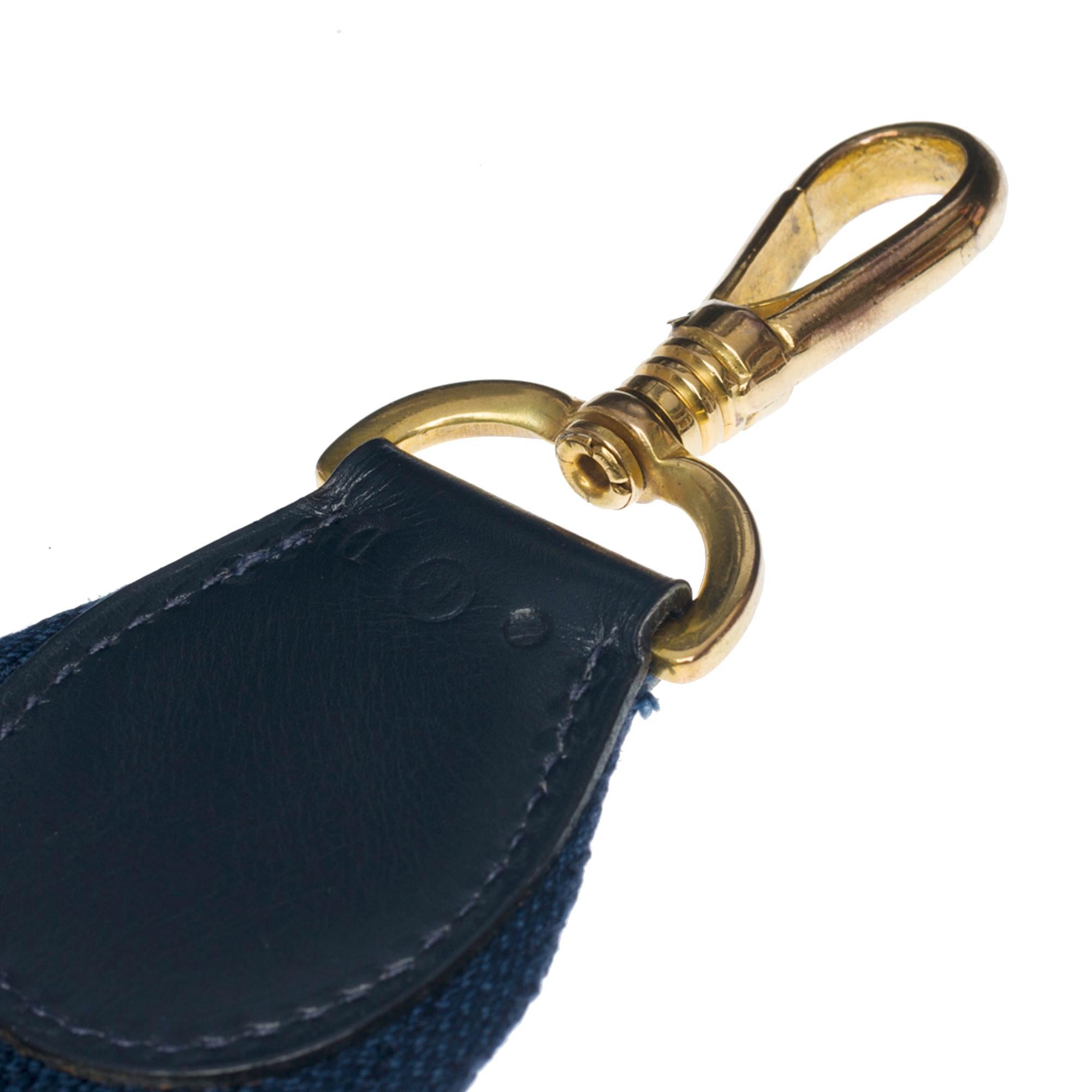 Rare Hermes Kelly 28 retourne handbag double strap in Navy blue box calfskin, GHW 4