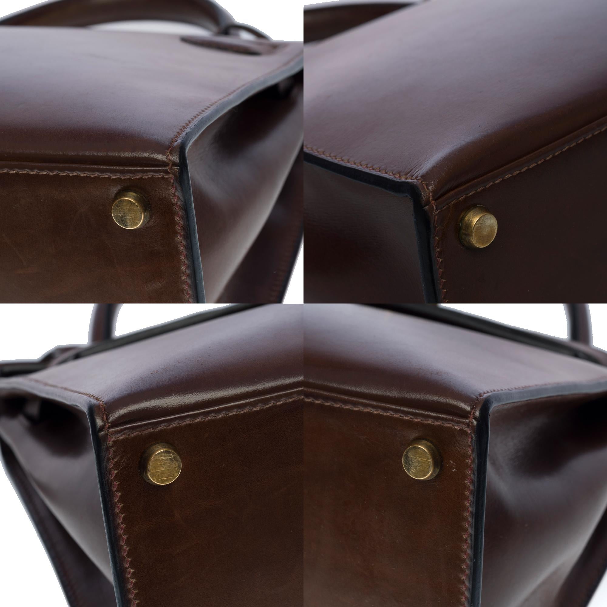 Amazing Hermes Kelly 28 sellier handbag in brown Calf leather, GHW 2