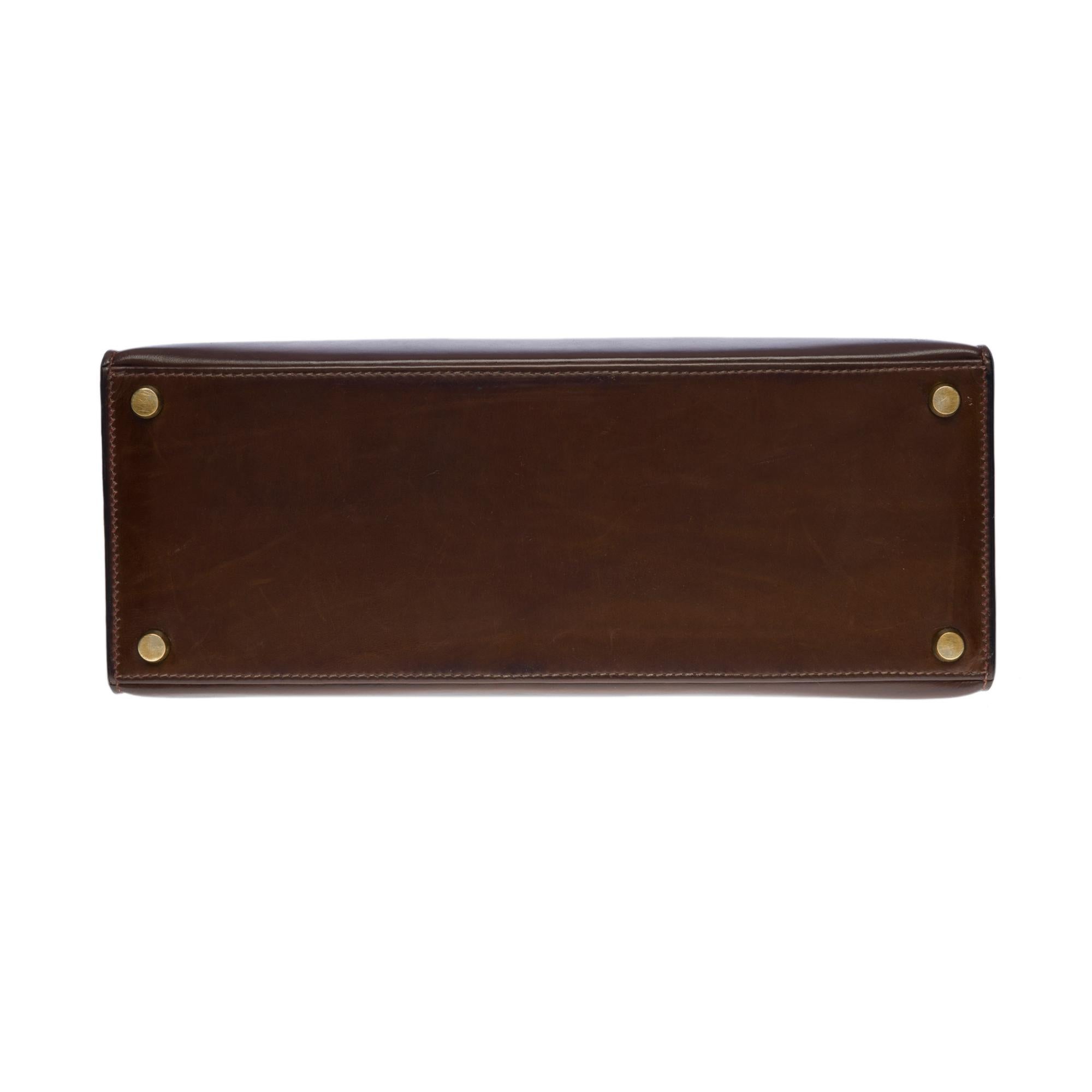 Amazing Hermes Kelly 28 sellier handbag in brown Calf leather, GHW 1