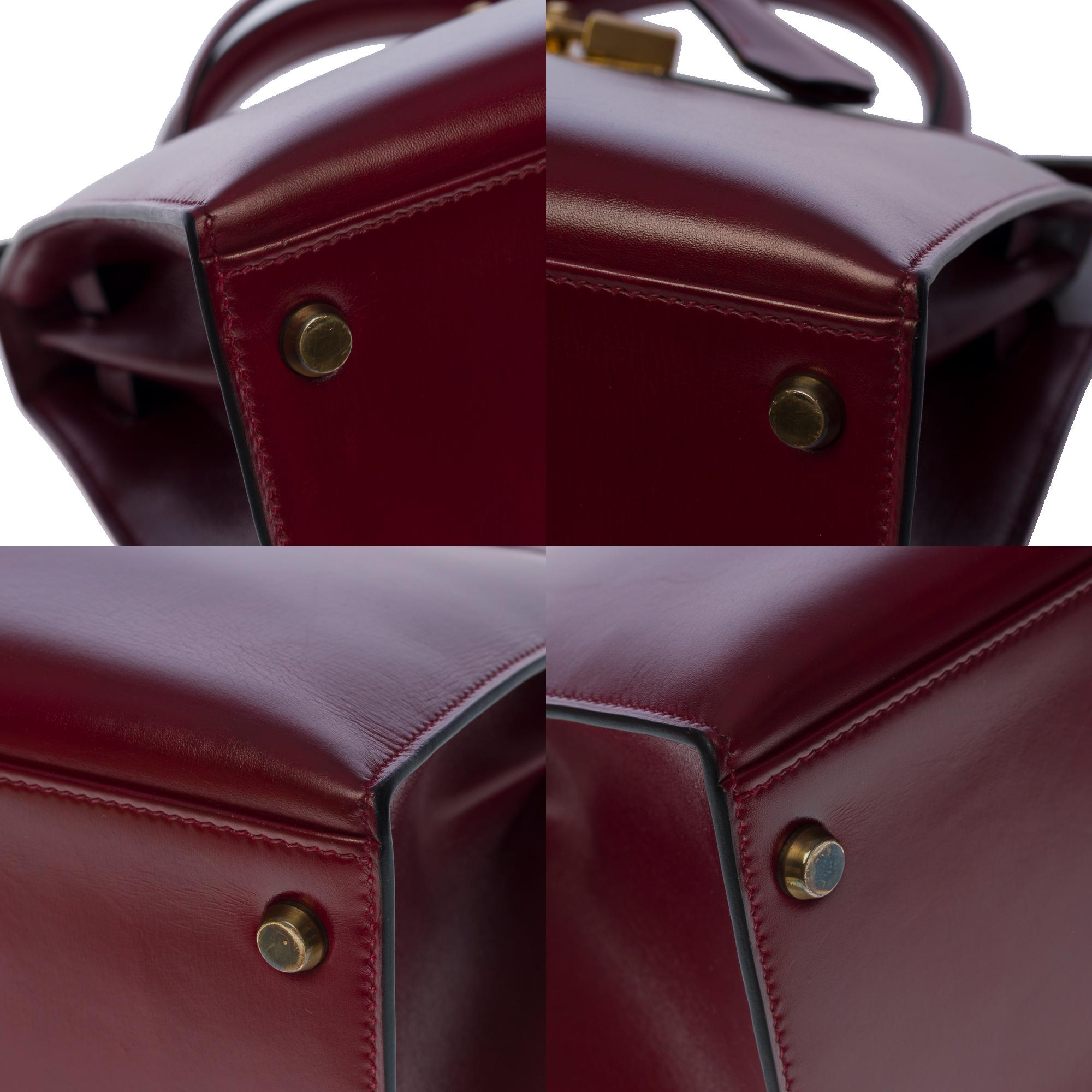 Amazing Hermes Kelly 28 sellier handbag in Rouge H box calf leather, GHW 5