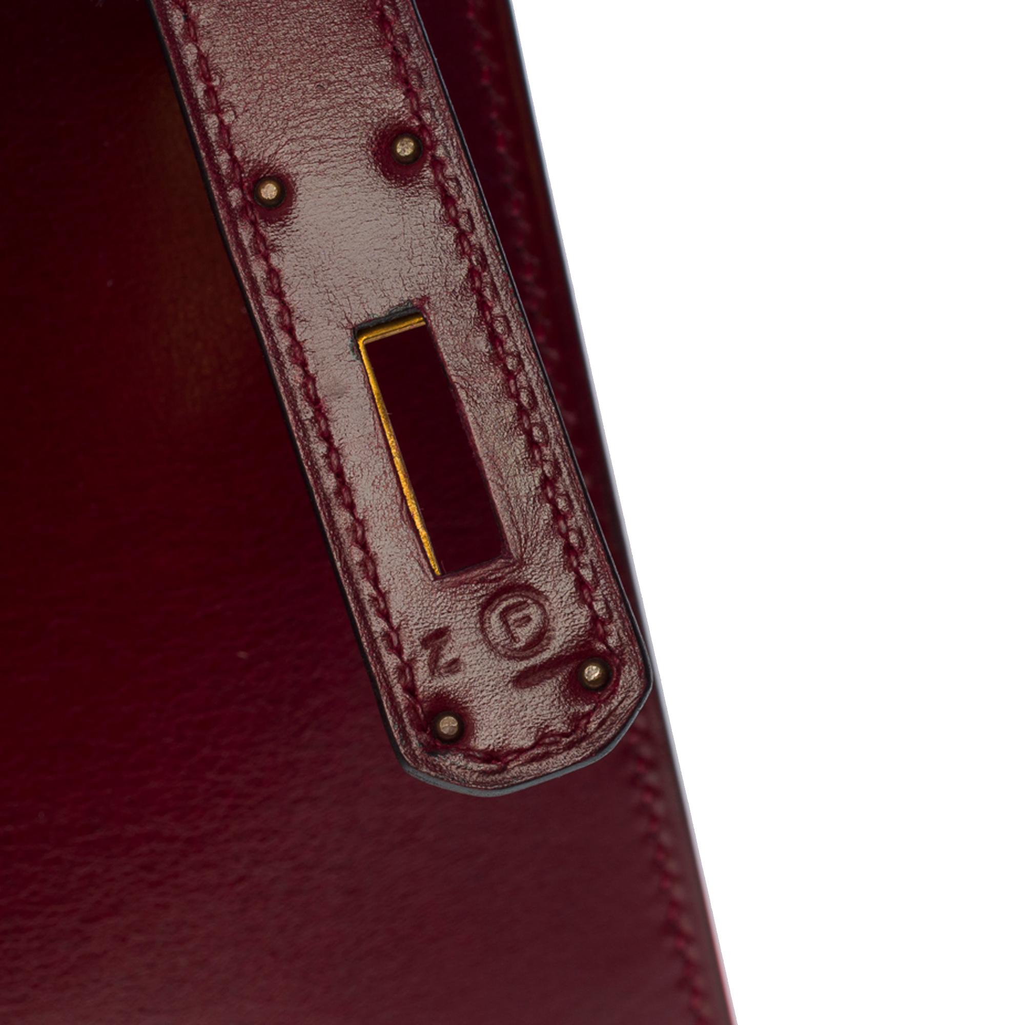 Amazing Hermes Kelly 28 sellier handbag in Rouge H box calf leather, GHW 1