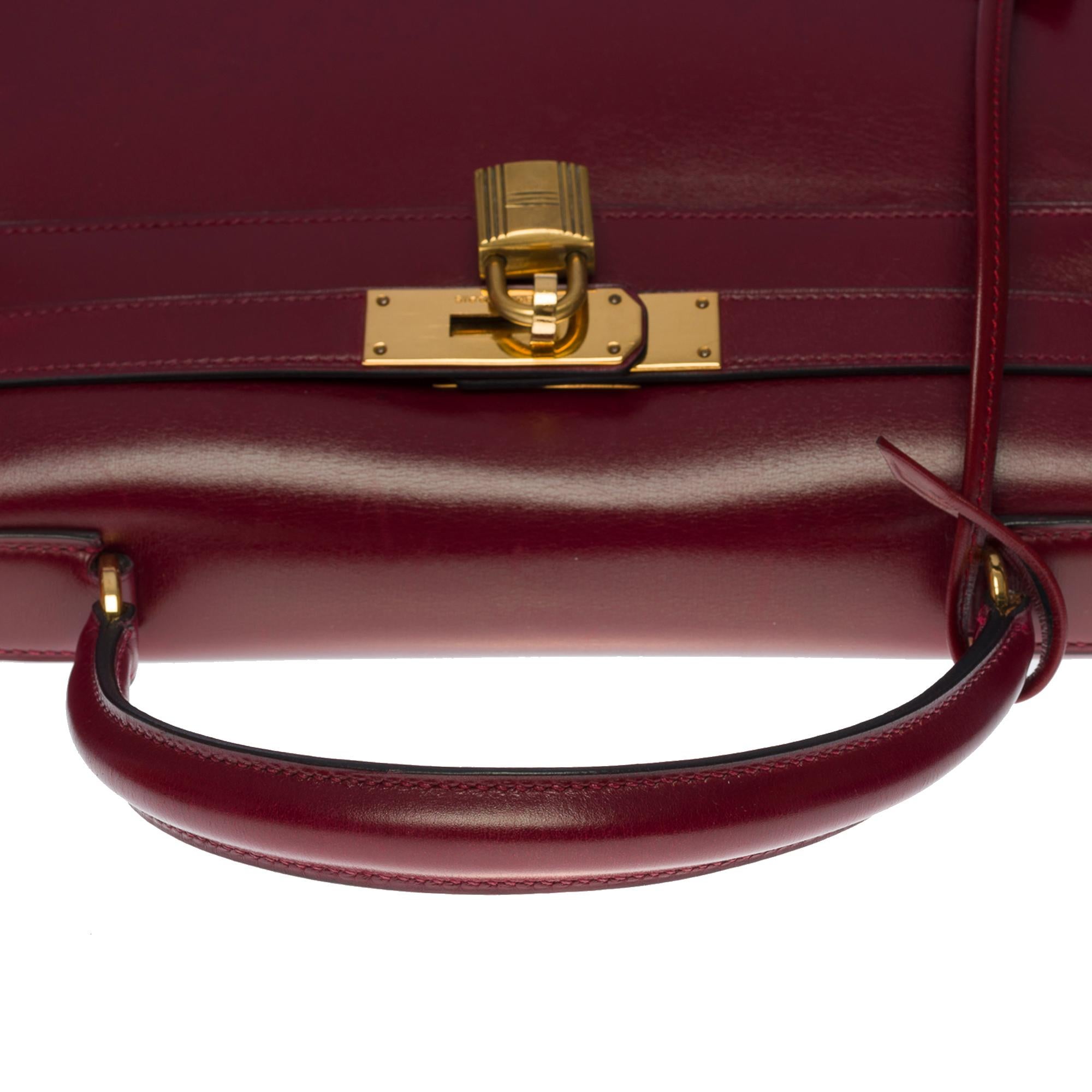 Amazing Hermes Kelly 28 sellier handbag in Rouge H box calf leather, GHW 3