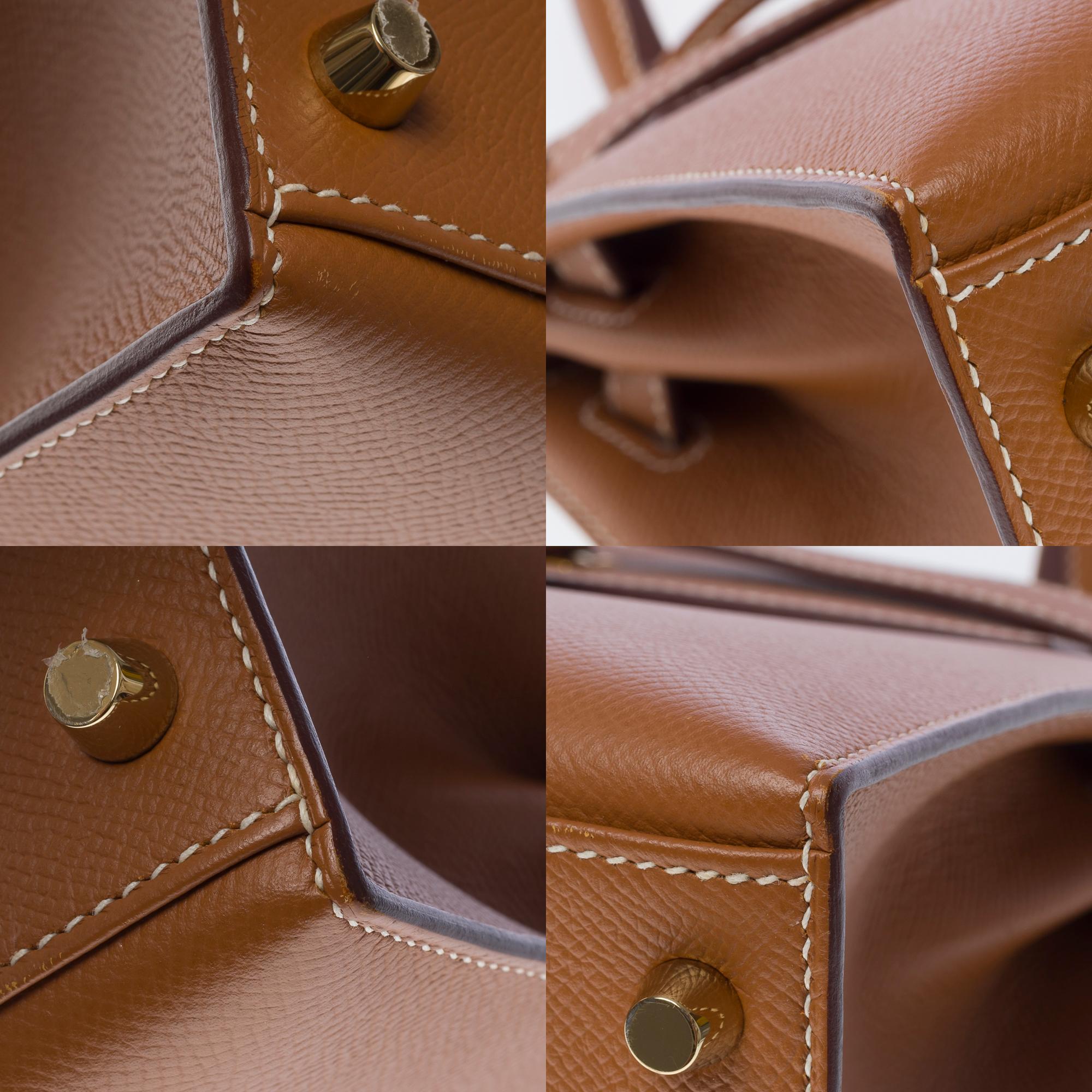 Amazing Hermès Kelly 28 sellier handbag strap in Camel/Gold Epsom leather, GHW 8