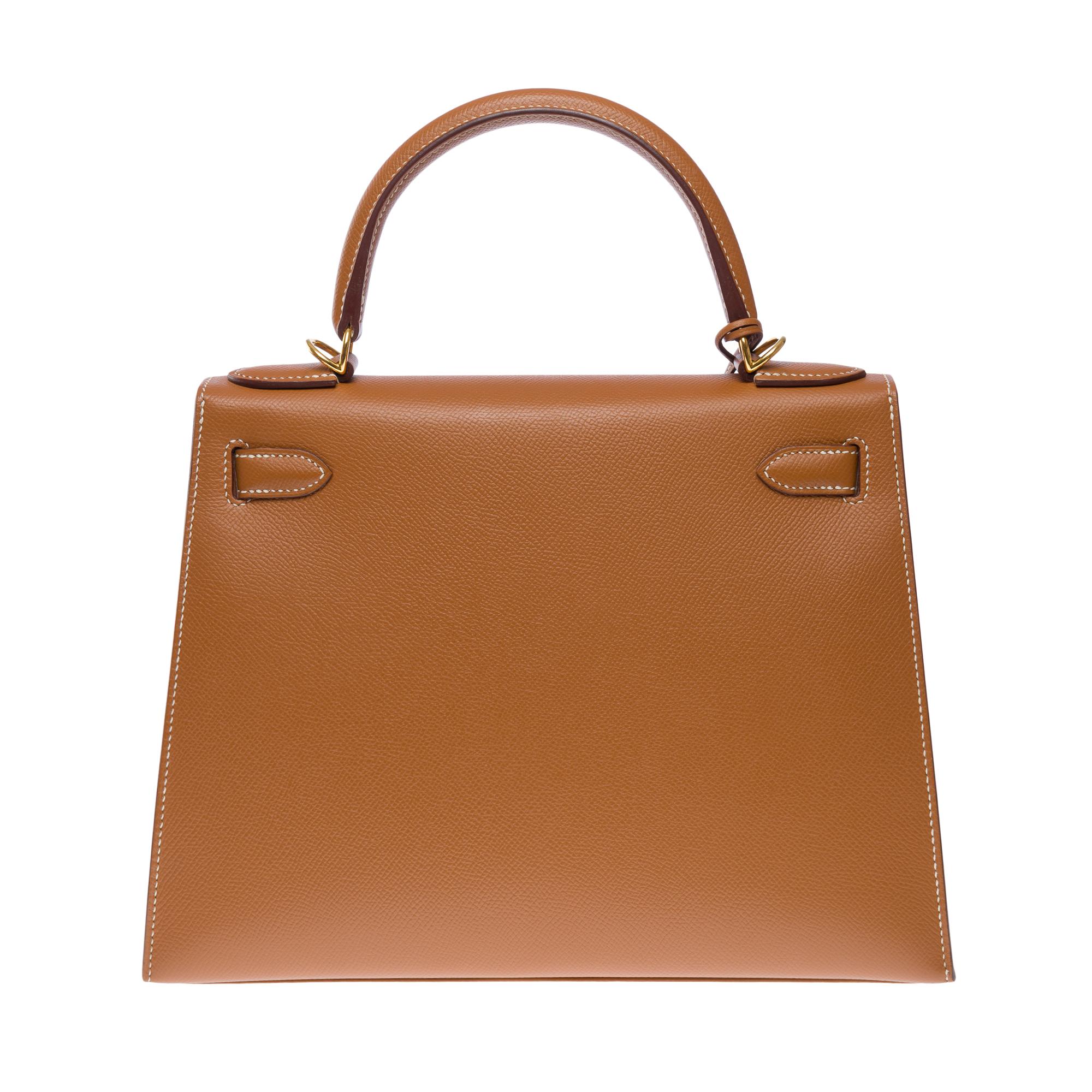 Women's Amazing Hermès Kelly 28 sellier handbag strap in Camel/Gold Epsom leather, GHW