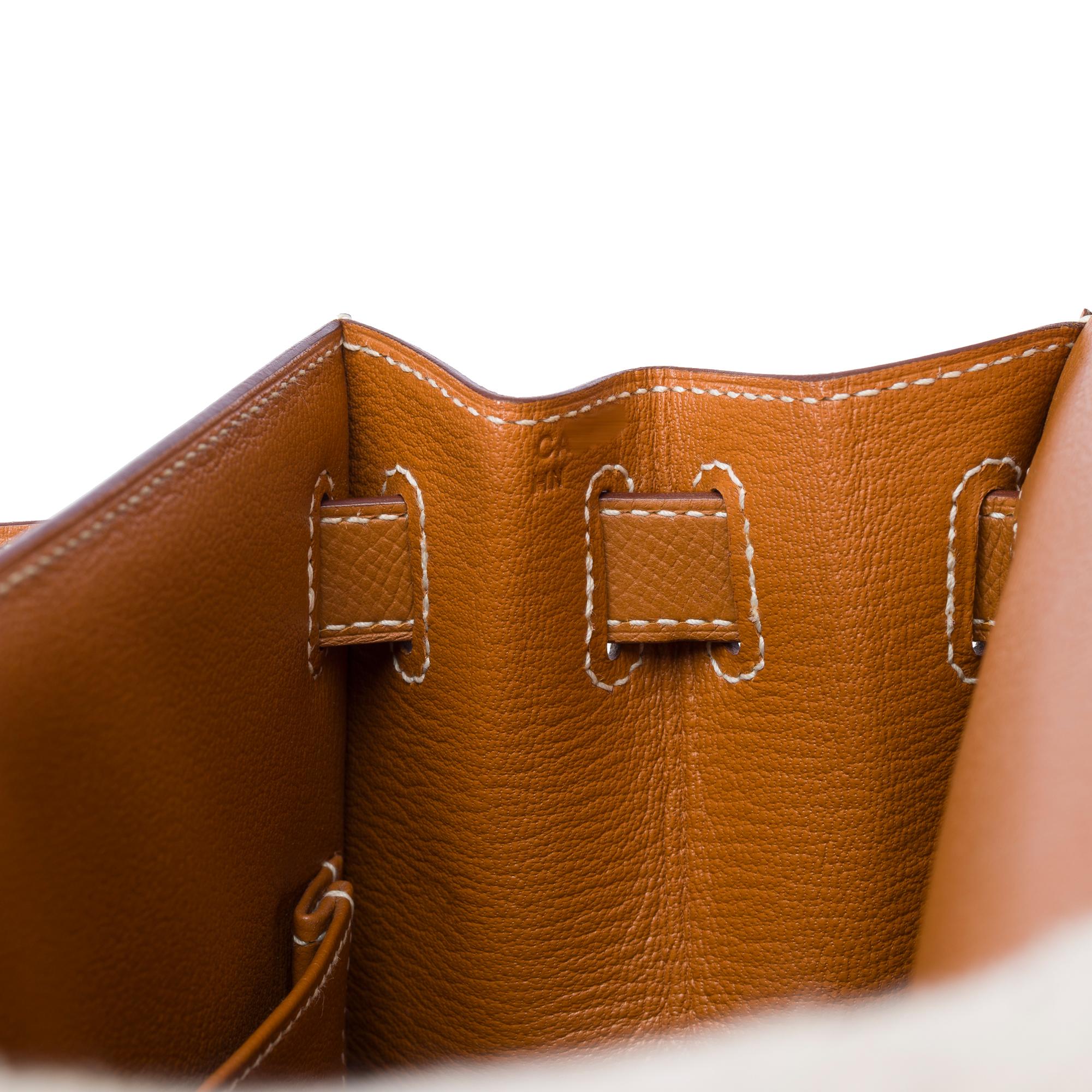 Amazing Hermès Kelly 28 sellier handbag strap in Camel/Gold Epsom leather, GHW 4
