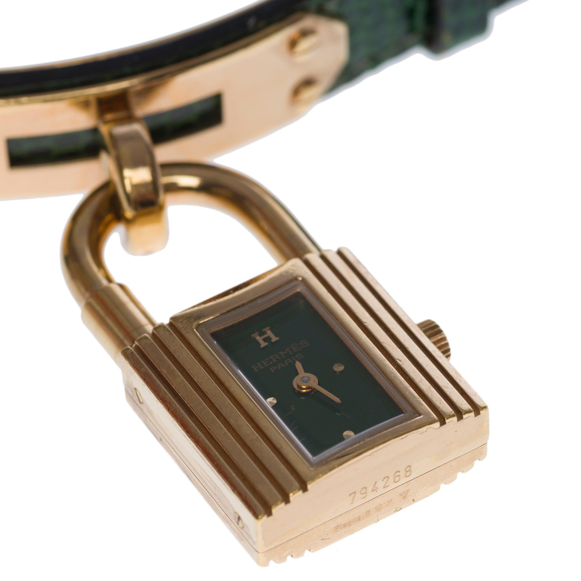 Amazing Hermès Kelly Gold Plated Padlock Bracelet Watch 3