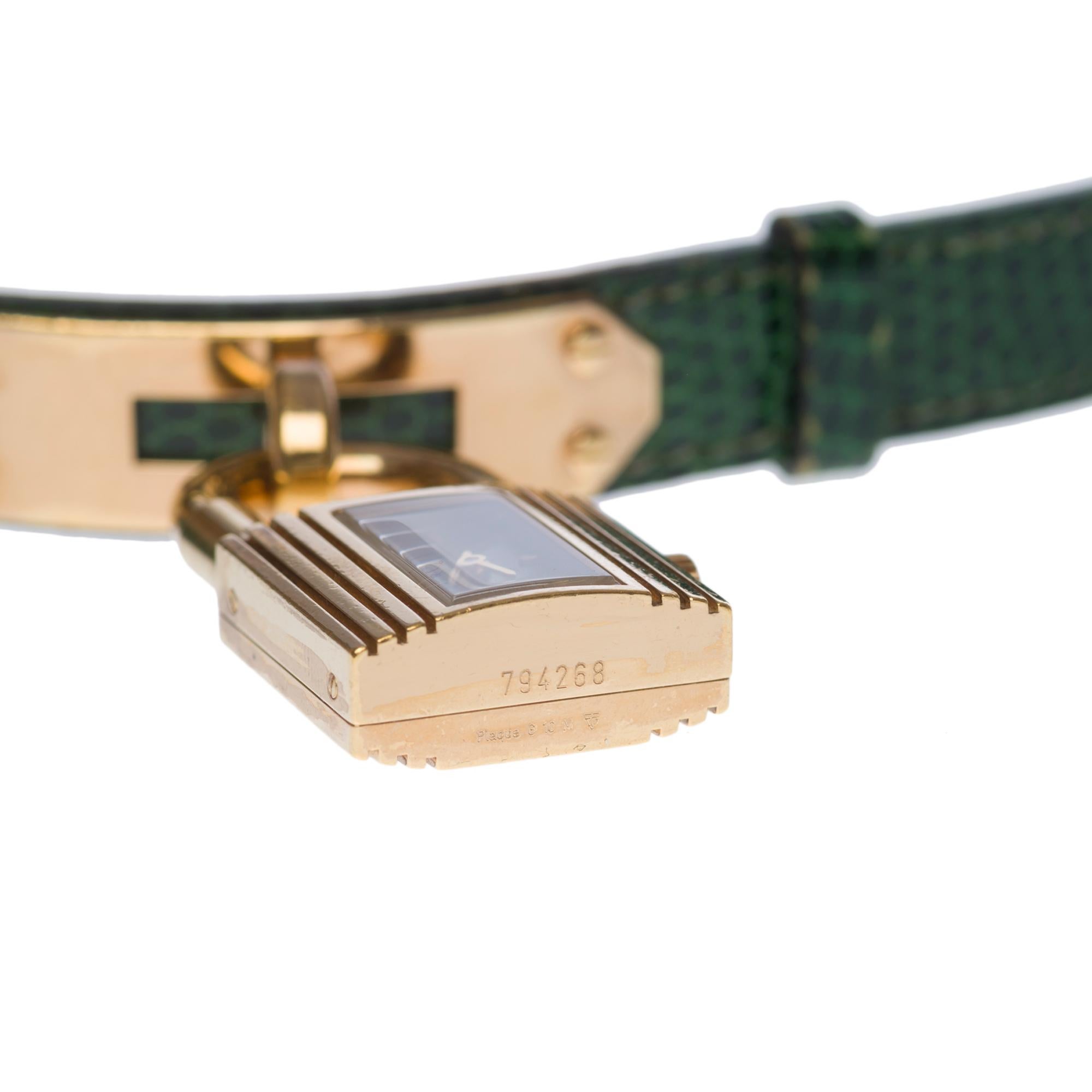 Amazing Hermès Kelly Gold Plated Padlock Bracelet Watch 4