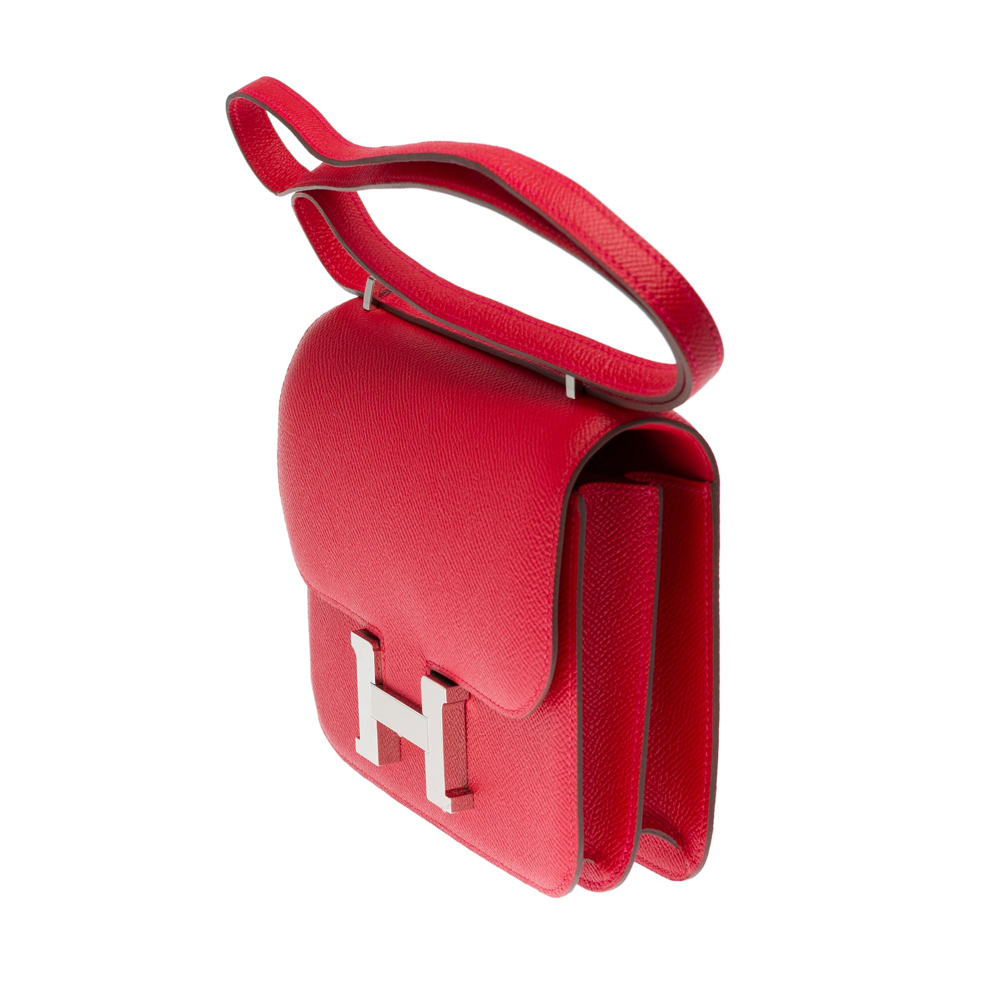 Red AMAZING Hermes Mini Constance shoulder bag in rouge casaque epsom leather, SHW